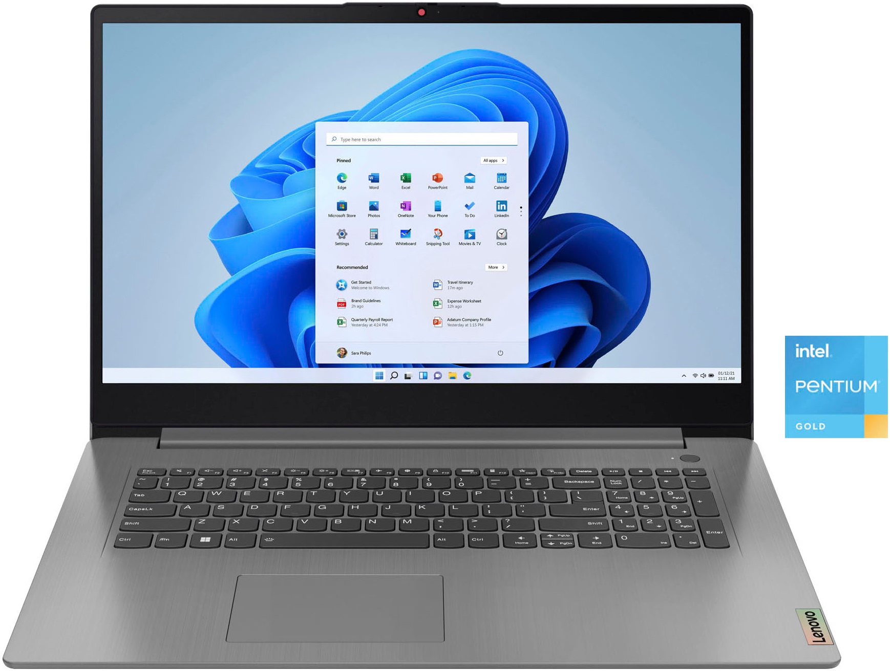 Lenovo Notebook »IdeaPad 3 17IAU7«, 43,94 cm, / 17,3 Zoll, Intel, Pentium Gold, UHD Graphics, 512 GB SSD