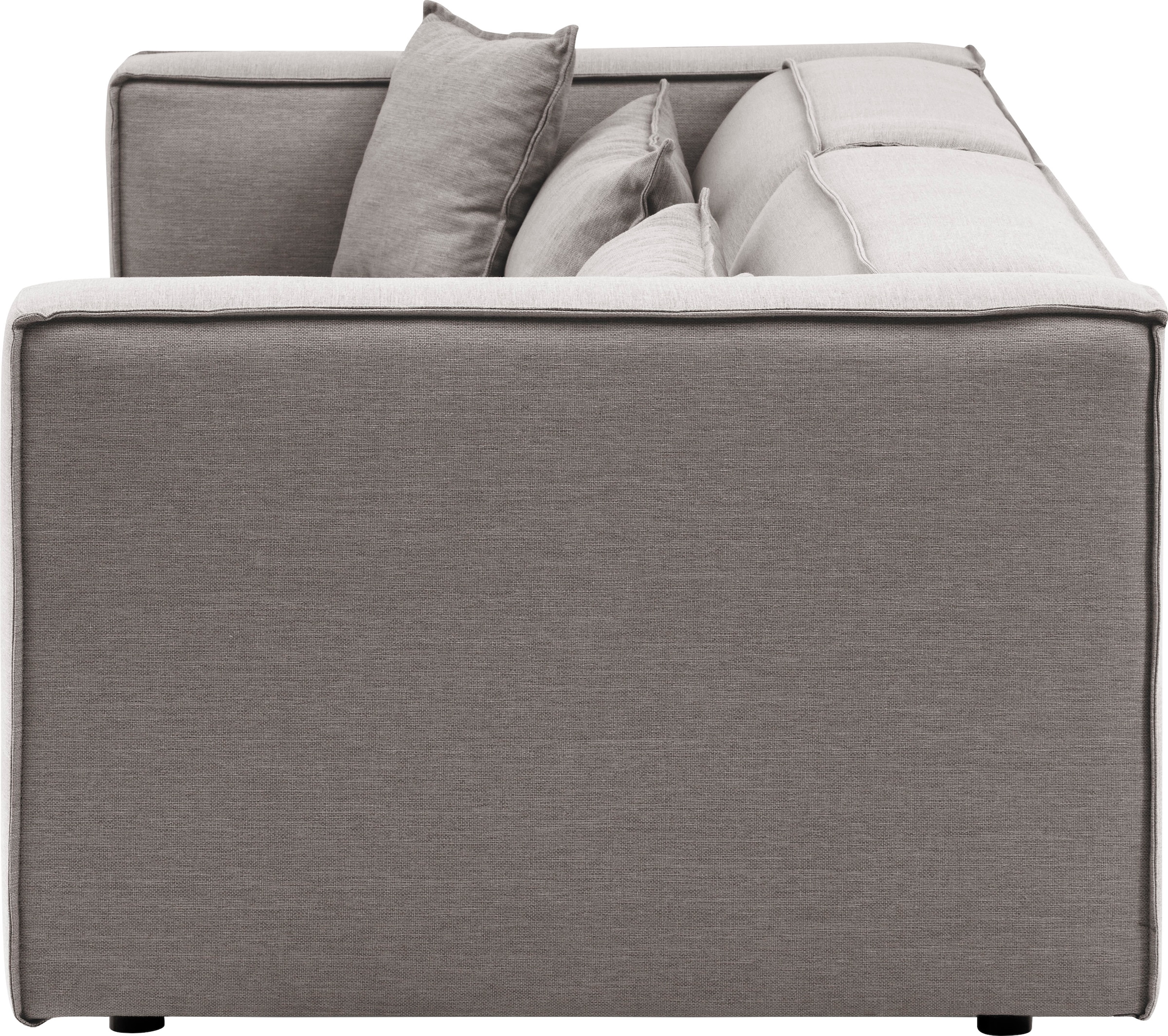 LeGer Home by Lena Gercke 3-Sitzer »PIARA, Couch mit Kedernaht, Sofa in Cord oder Leinenoptik«, schwarze Füße, bequemer Sitzkomfort
