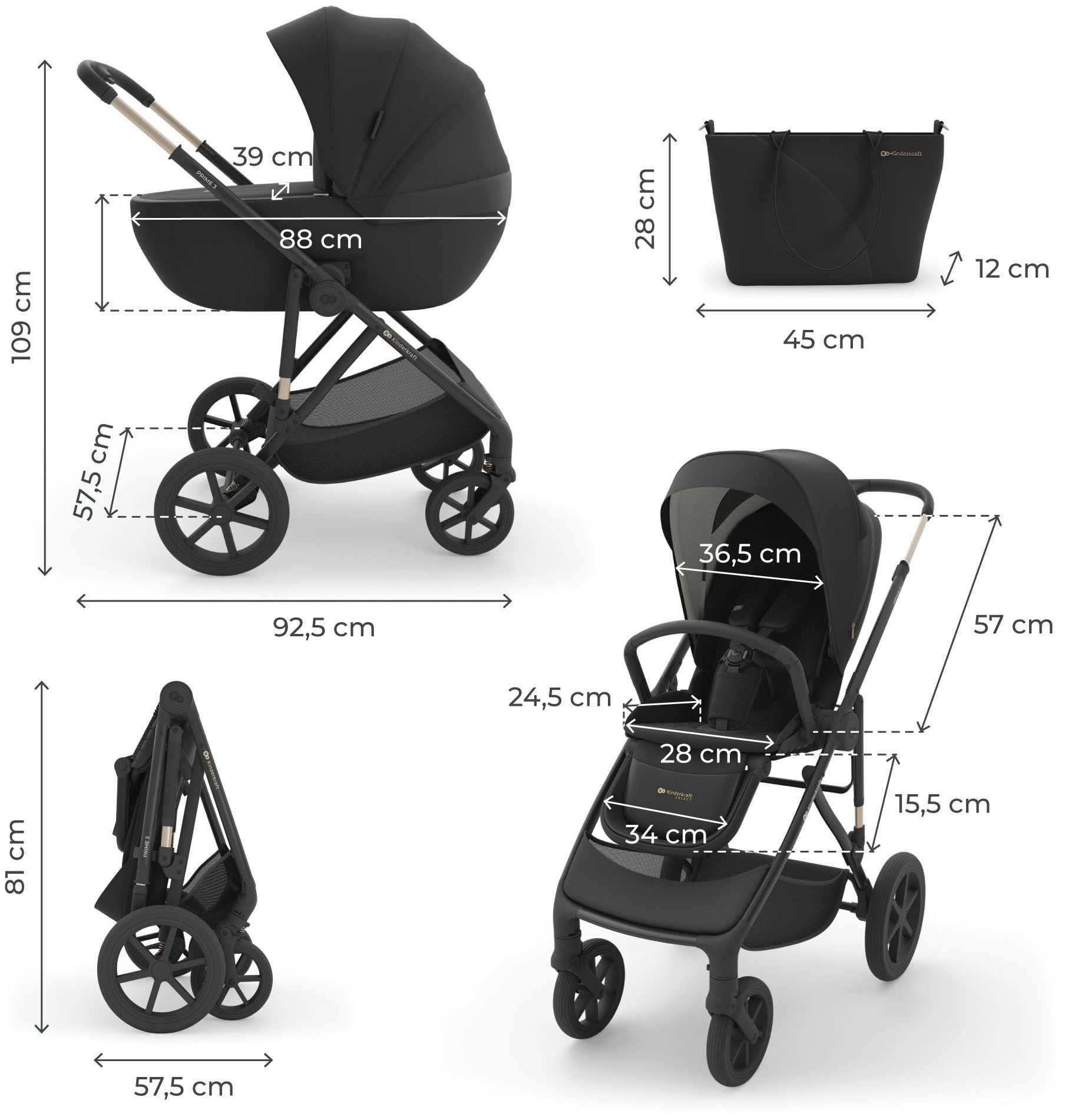 Kinderkraft Kombi-Kinderwagen »PRIME 3 2in1« 22 kg