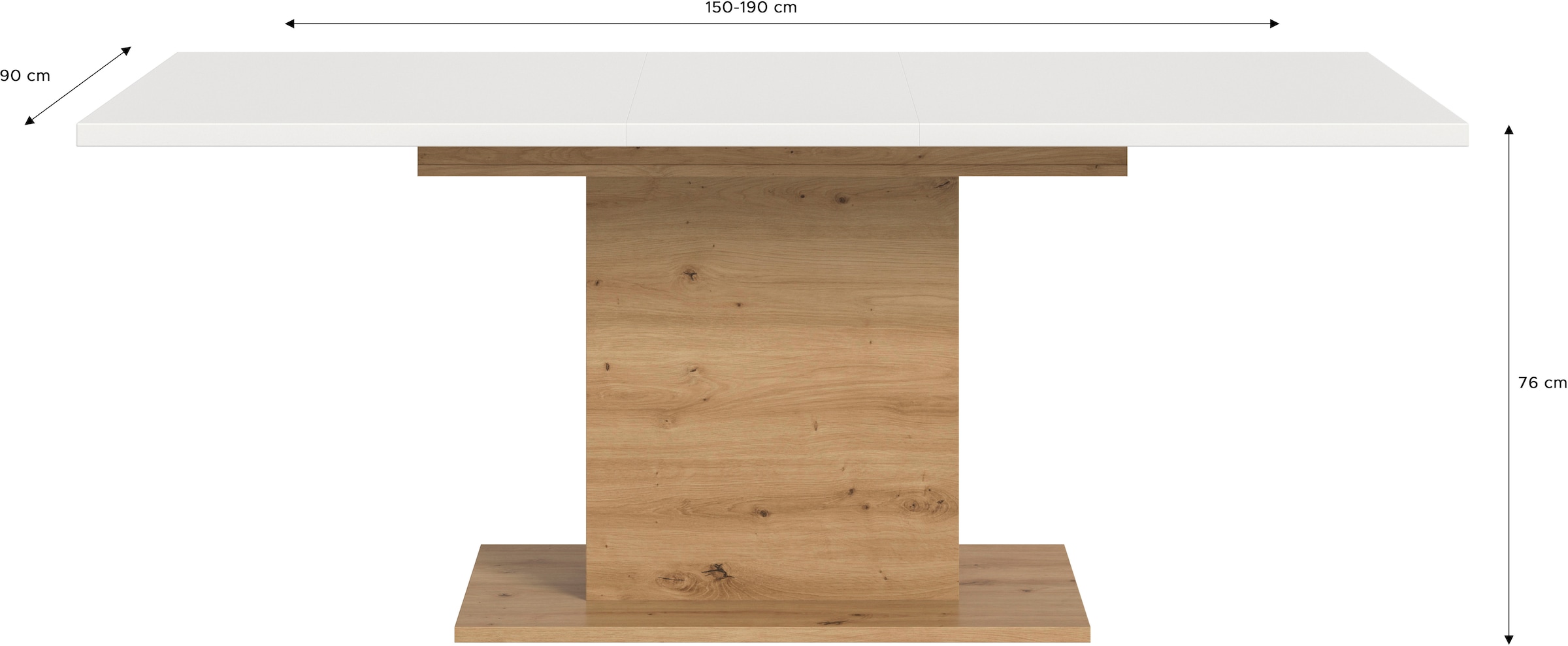 INOSIGN Esstisch »Motus, ausziehbar 150 -190 cm, inklusive 40 cm Einlegeplatte«, (Set, 1 St.), Säulengestell mit Bodenplatte, Tisch, Küchentisch, Esszimmer, Küche