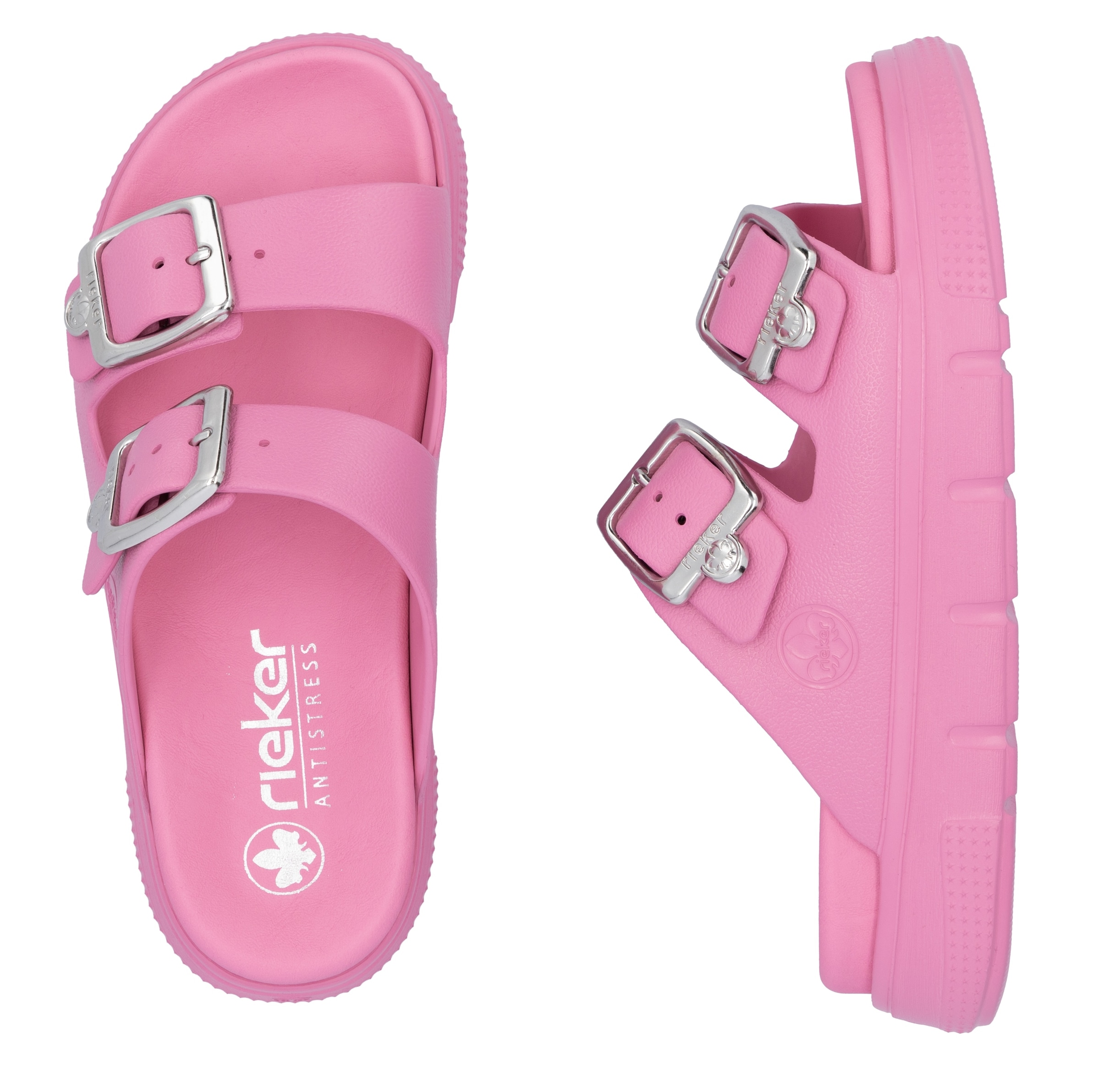 Rieker Pantolette, Plateau, Sommerschuh, Schlappen in Weite G (=weit)
