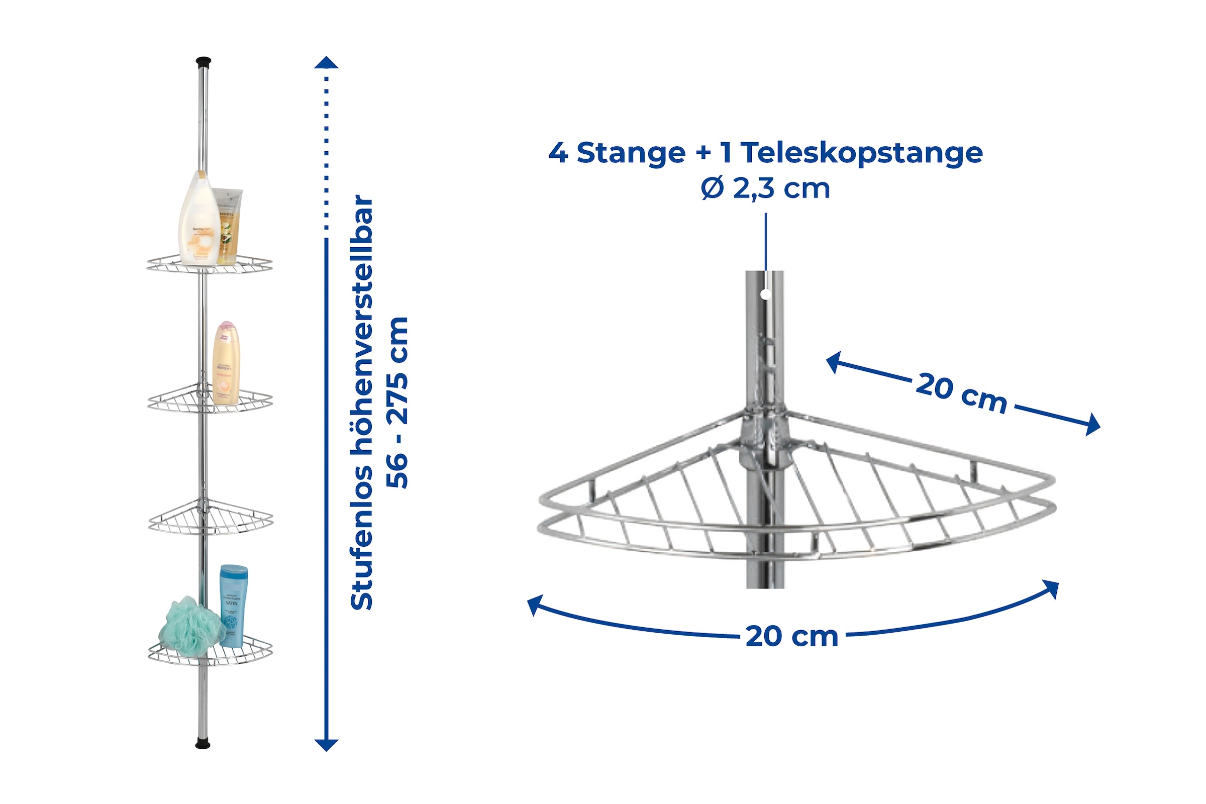 Maximex Duschregal »Teleskop«, aus Edelstahl, zum klemmen