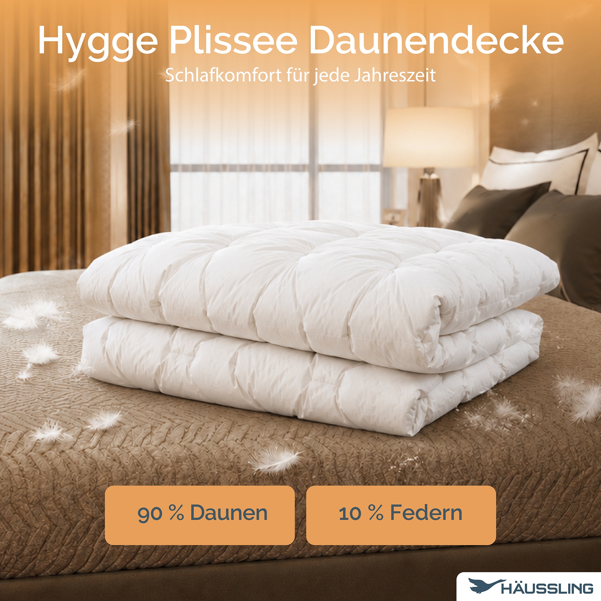 Haeussling Daunenbettdecke »Hygge Home, Bettdecken für Sommer und Winter, Ganzjahresdecke, Decke« normal Füllung weisseneue90Daunenund10FedernKl1 1 Stk. tlg. Bettdecke 135x200 cm, 155x220 cm & weitere Größen
