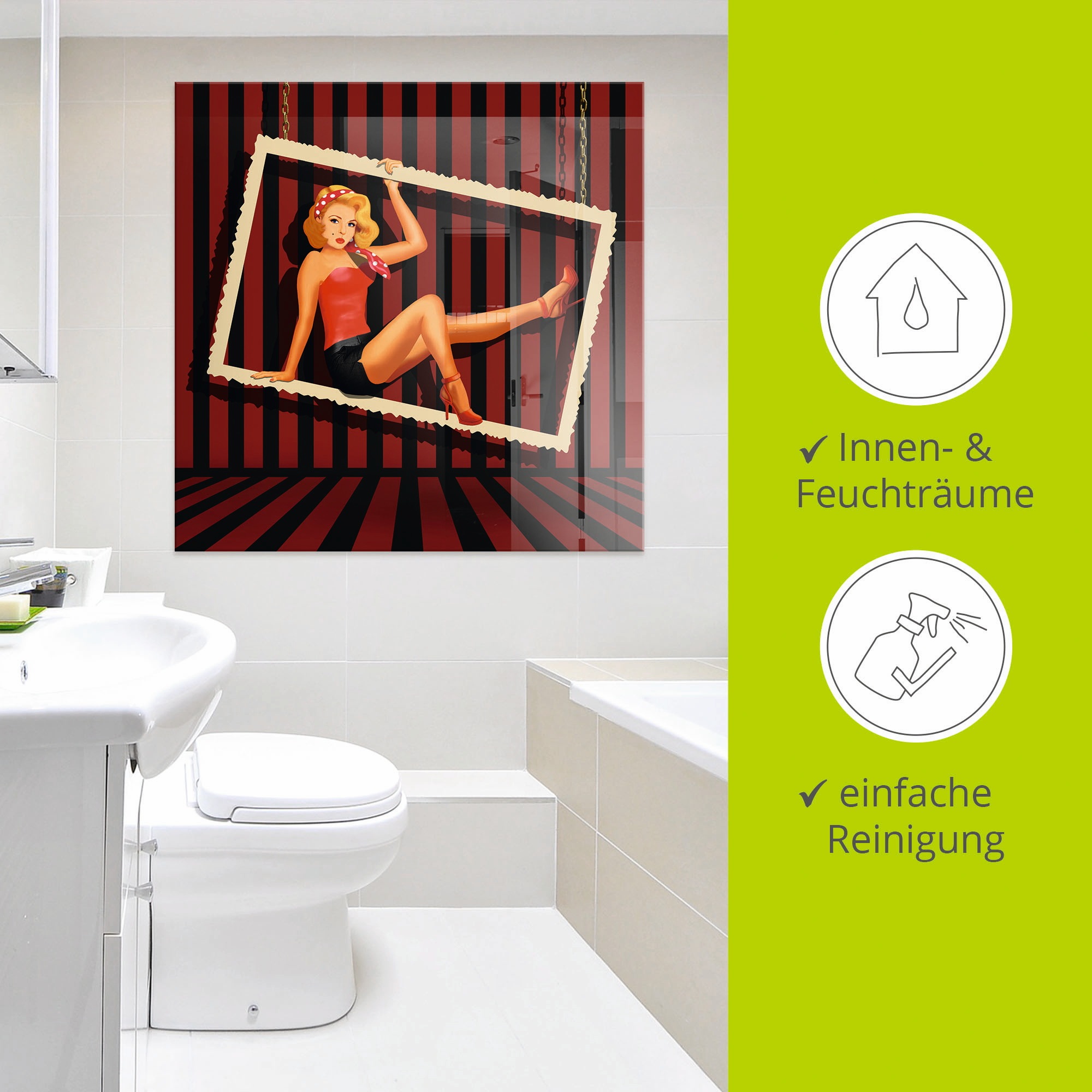 Artland Glasbild »Schönheit aus den 50er Jahren« Frau 1 Stk. tlg. in verschiedenen Größen