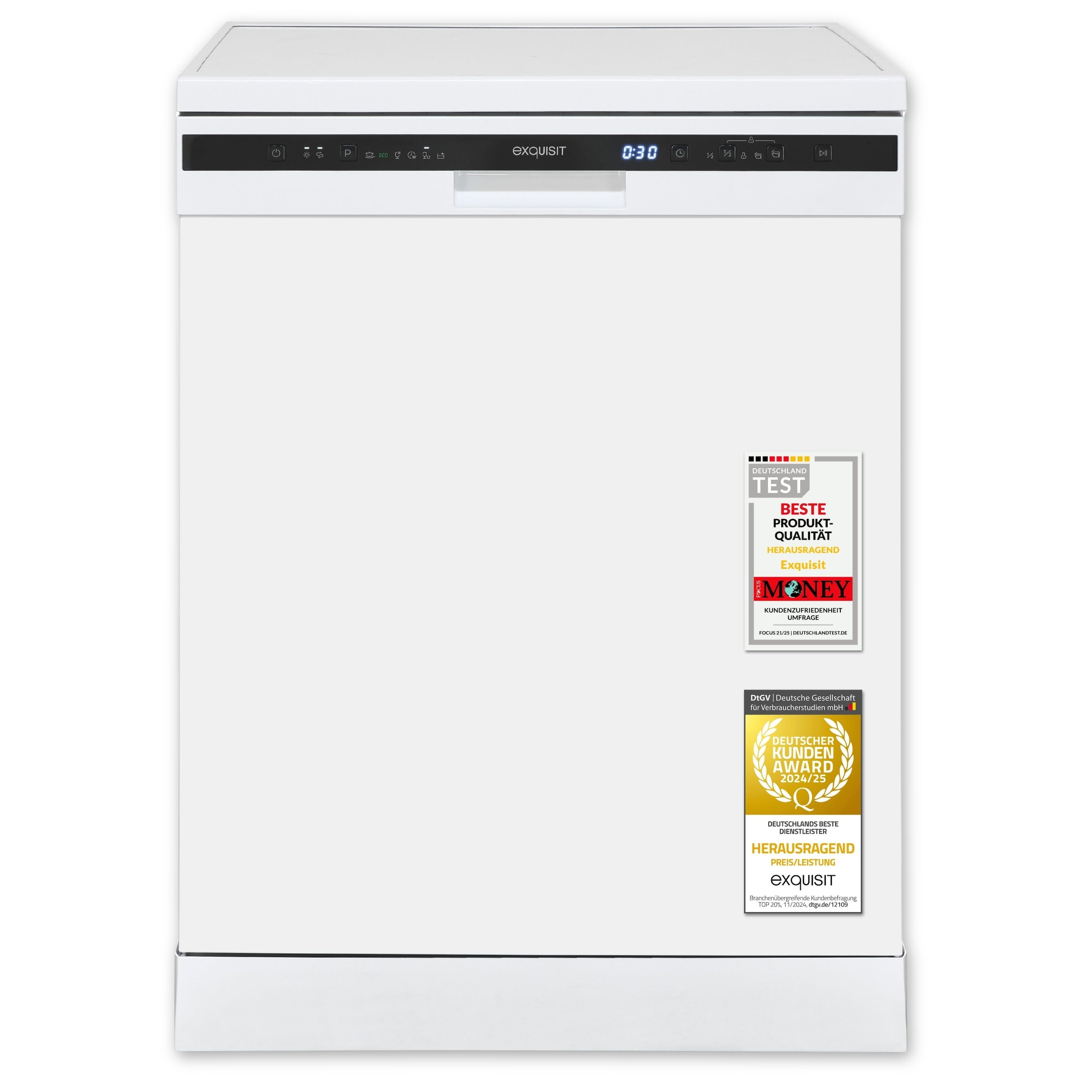 exquisit Standgeschirrspüler 6314 »GSP6314-030C weiss« 10,2 l 14 tlg. Maßgedecke Effizient, leise, 14 Maßgedecke – smartes Spülen mit LED-Komfort