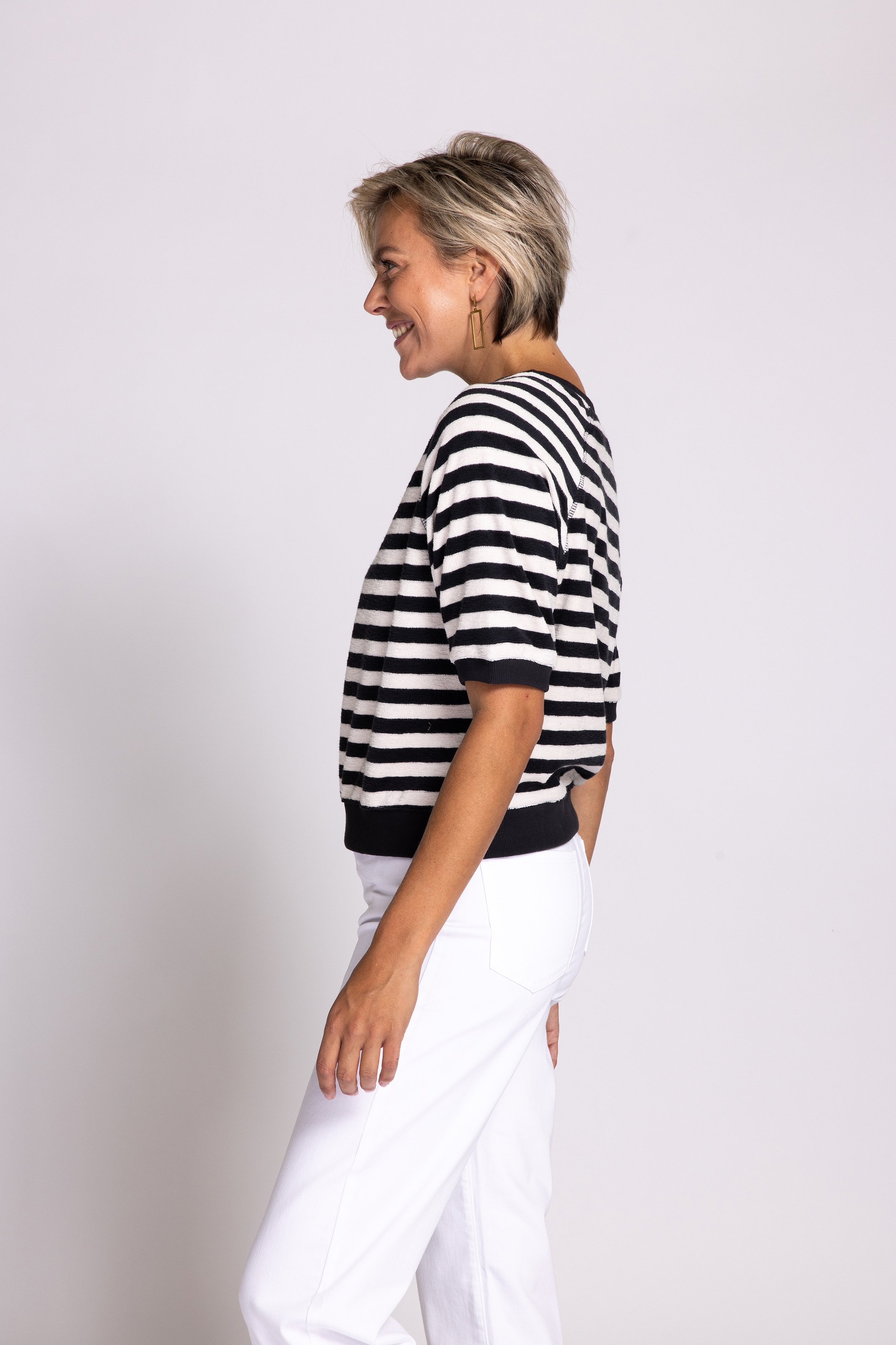 Zhrill Kurzarmshirt »ZHINGE«, Frottee-Optik mit Streifen