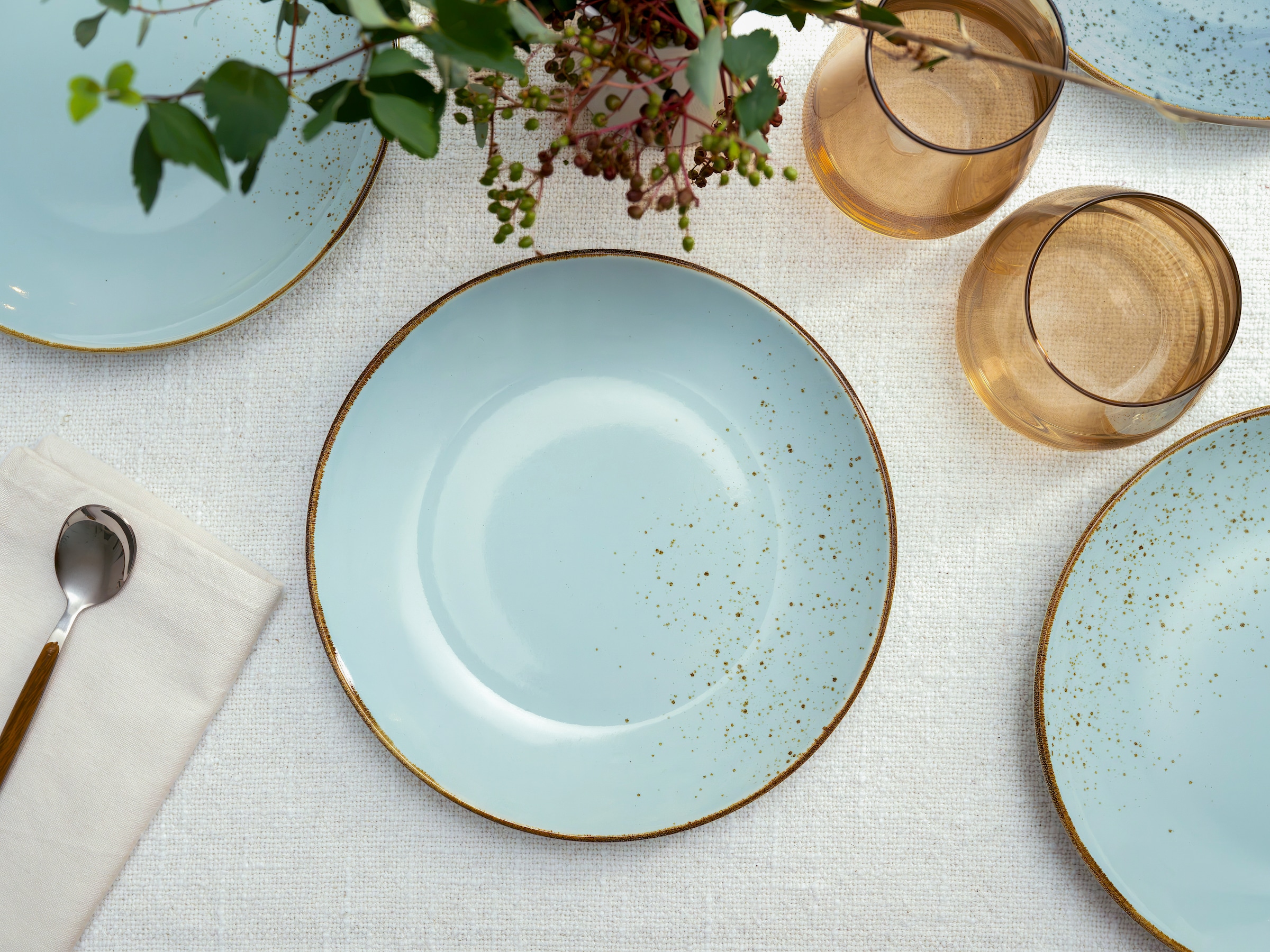 CreaTable Dessertteller »Essteller NATURE COLLECTION« Teller Set für 6 Personen, Ø 21 cm, Steinzeug