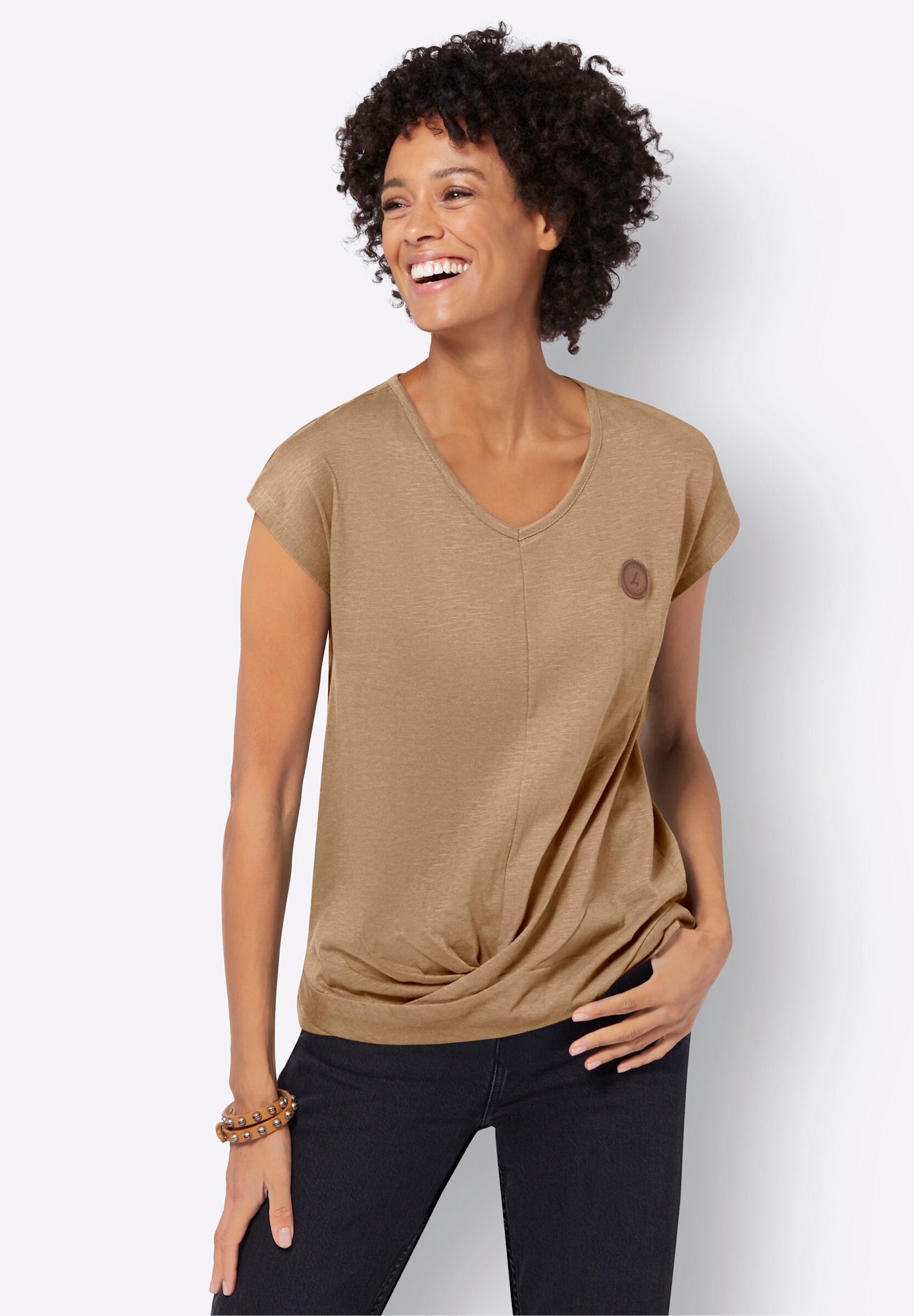 Witt T-Shirt »Shirt Kurzarmshirt Saum in Knoten-Optik«