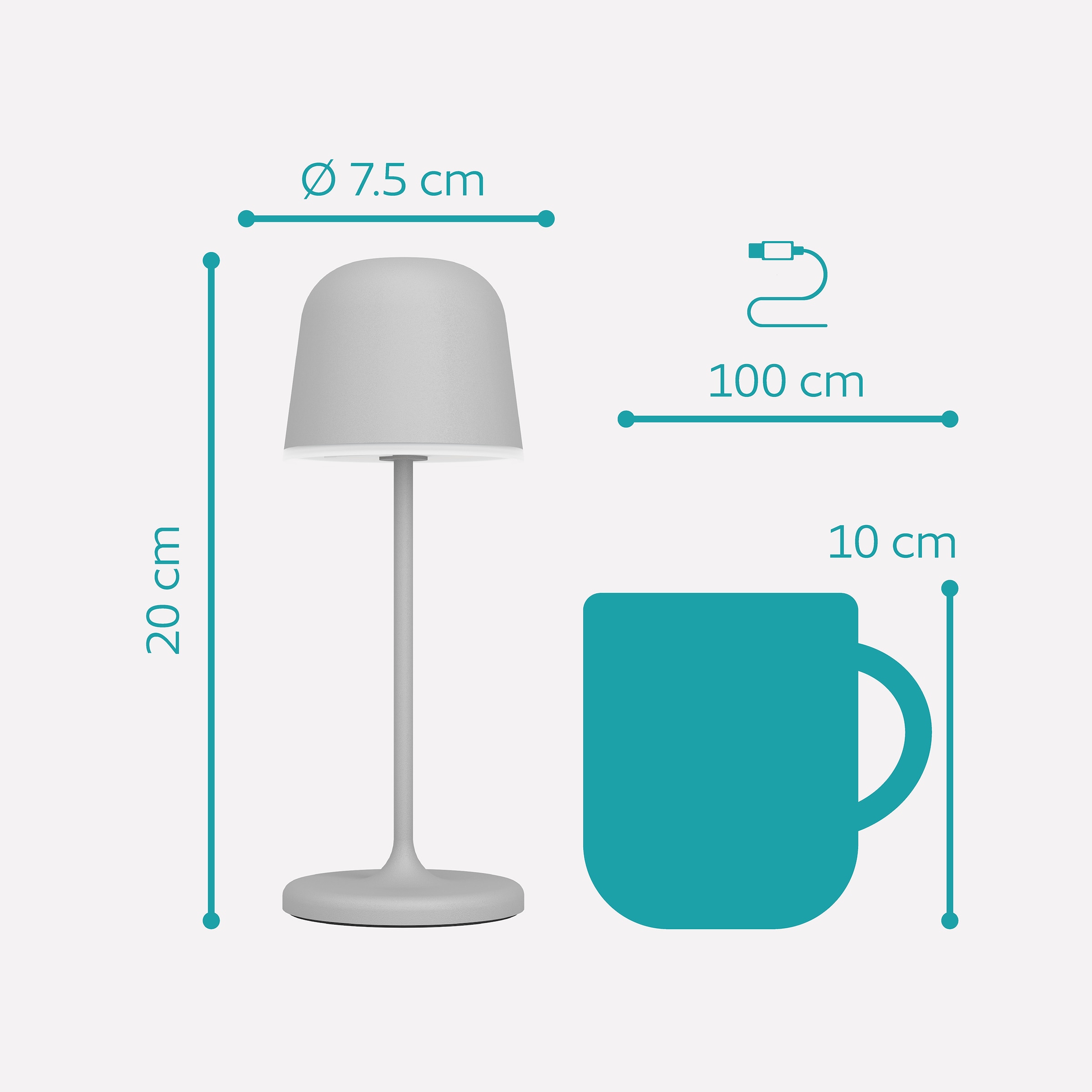 EGLO Tischleuchte »MANNERA-S Tischlampe - Alu, Stahl - LED - 1,8W - IP54« LED-Modul 1 Stk. Neutralweiß | Warmweiß Akku Außentischleuchte, Gartenlampe m. Erdspieß, H20 x Ø7,5 cm