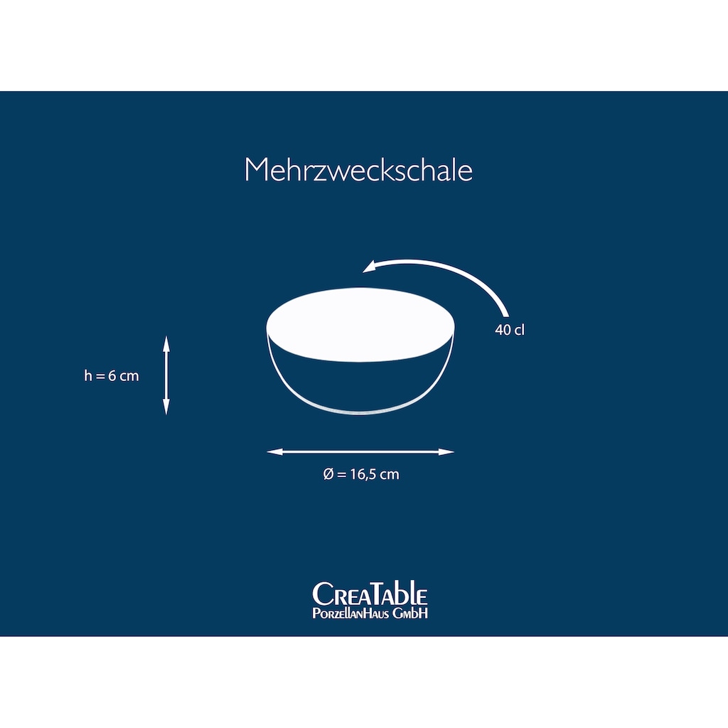 CreaTable Müslischale »NATURE COLLECTION«, 6 tlg., aus Steinzeug, Salatschale, Snackschale, Ø 16,5 cm