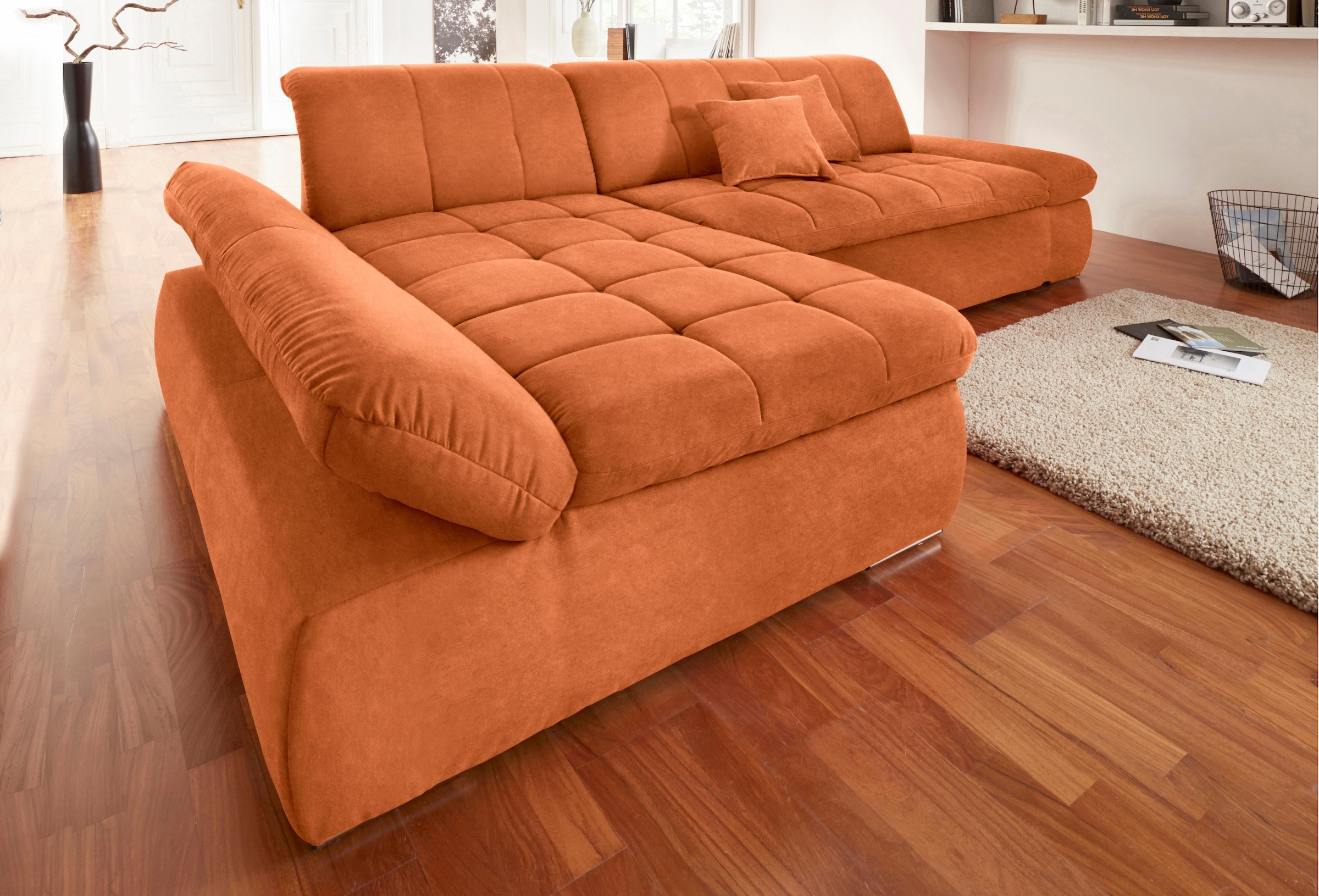 DOMO collection Ecksofa »NMoric XXL, B/T/H: 300/172/80cm, L-Form«, wahlweise mit Bettfunktion und Armlehnverstellung