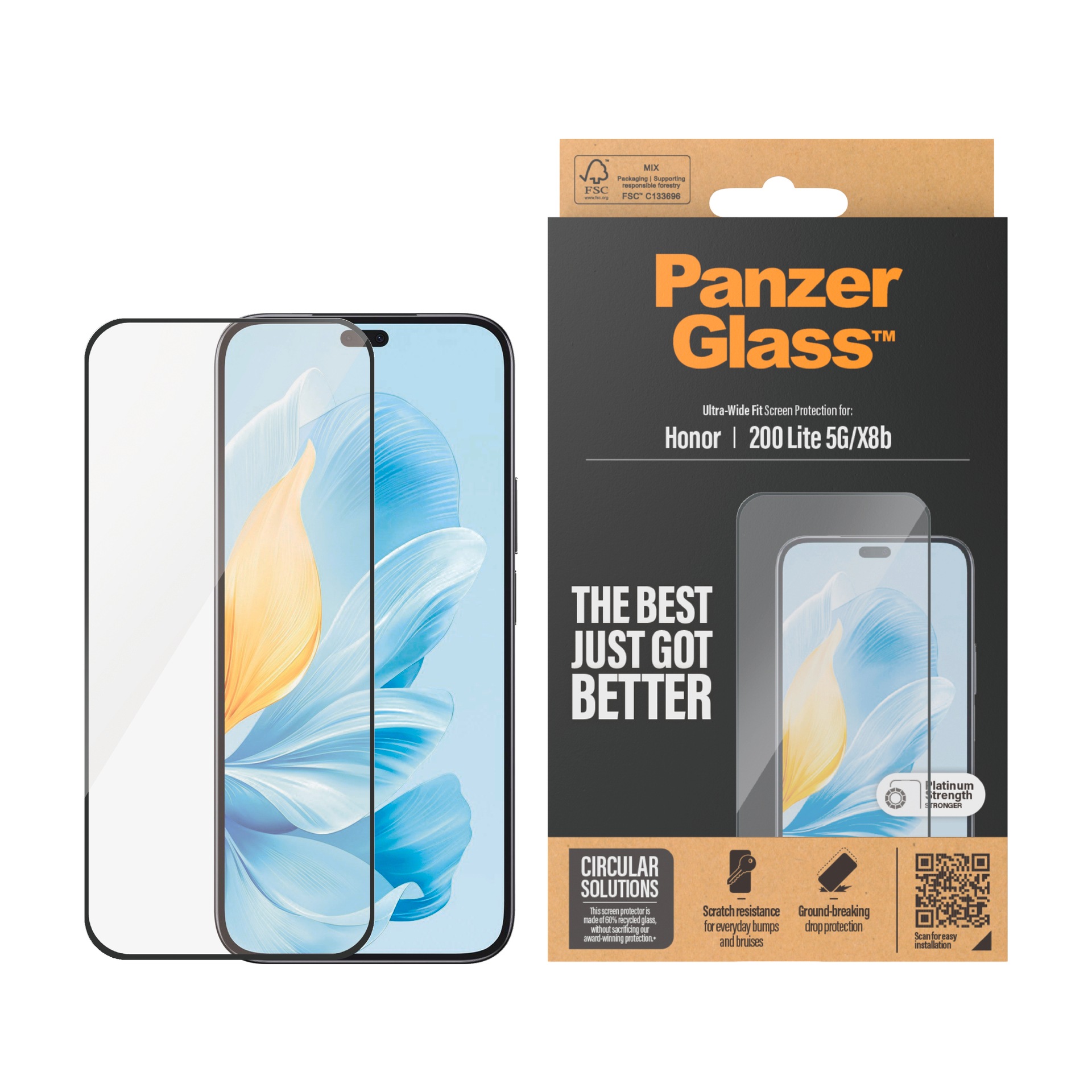 Displayschutzglas »Ultra-Wide Fit Screen Protection«, für Honor 200 Lite 5G-Honor X8b,...