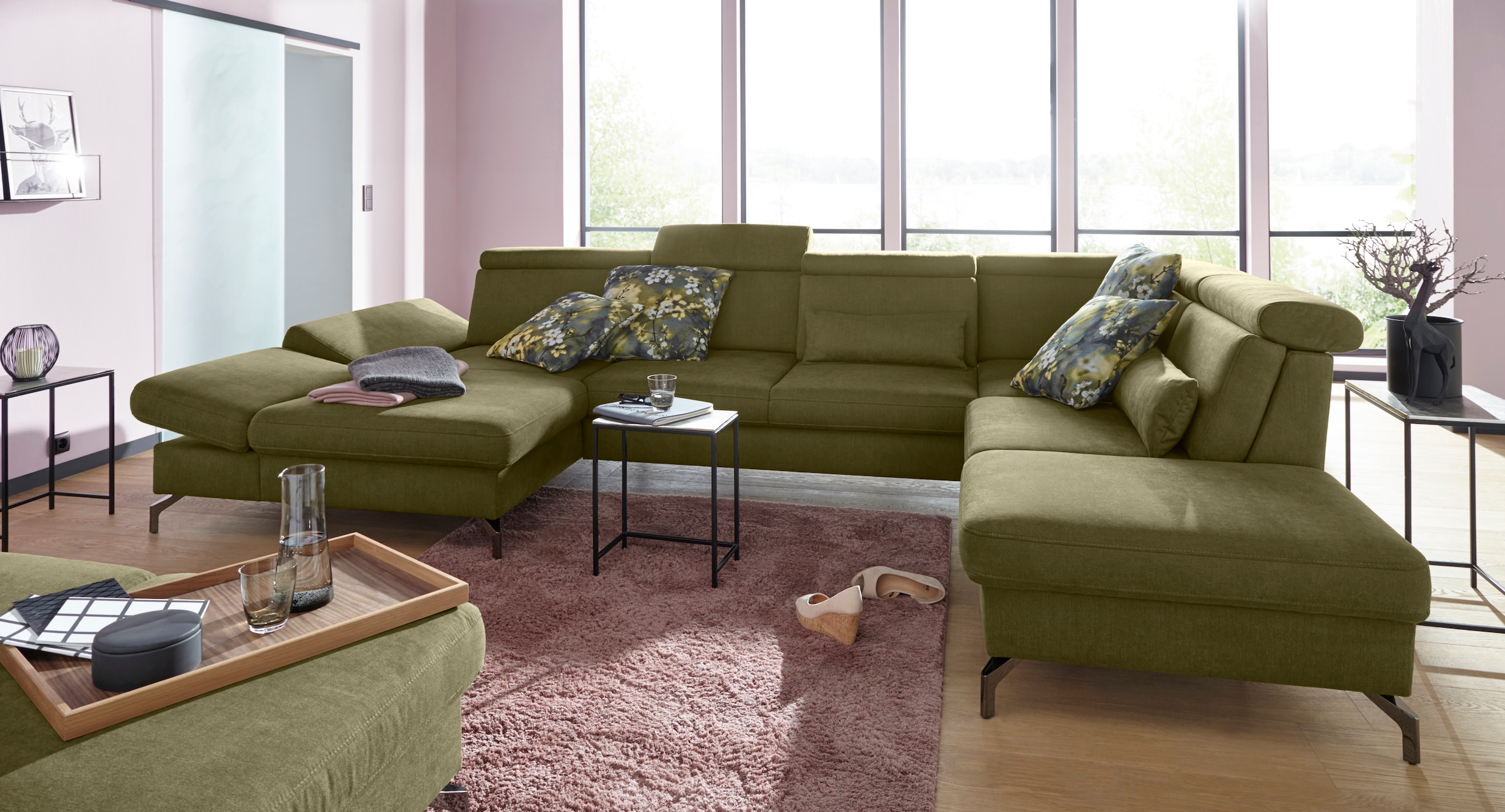 sit&more Wohnlandschaft »Brisbane U-Form« Fußhöhe 12 cm, inklusive Sitztiefen-, Armteil- und Kopfteilverstellung