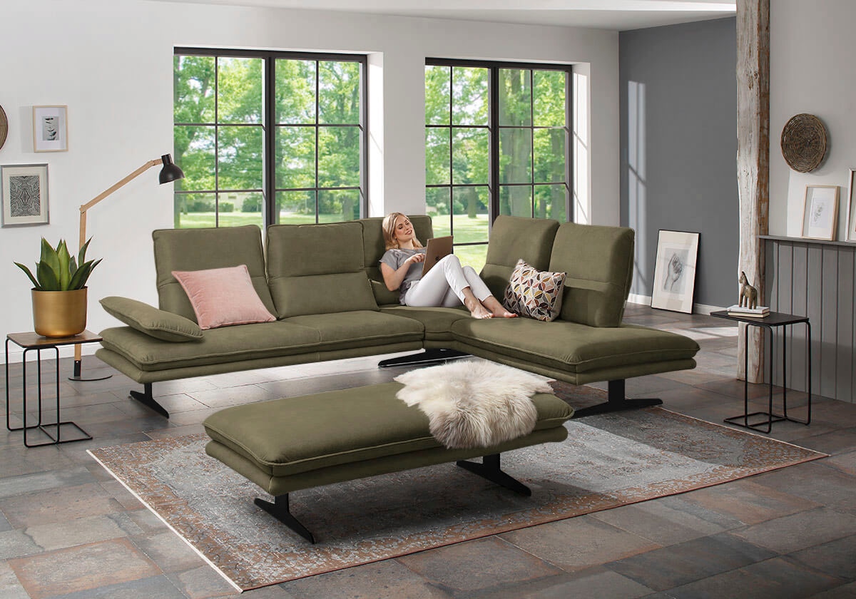 W.SCHILLIG Ecksofa »broadway, Designsofa, toller Sitzkomfort, zeitlos, elegant, L-Form«, Sitztiefenverstellung, Kopfteil- & Seitenteilverstellung, Breite 284cm