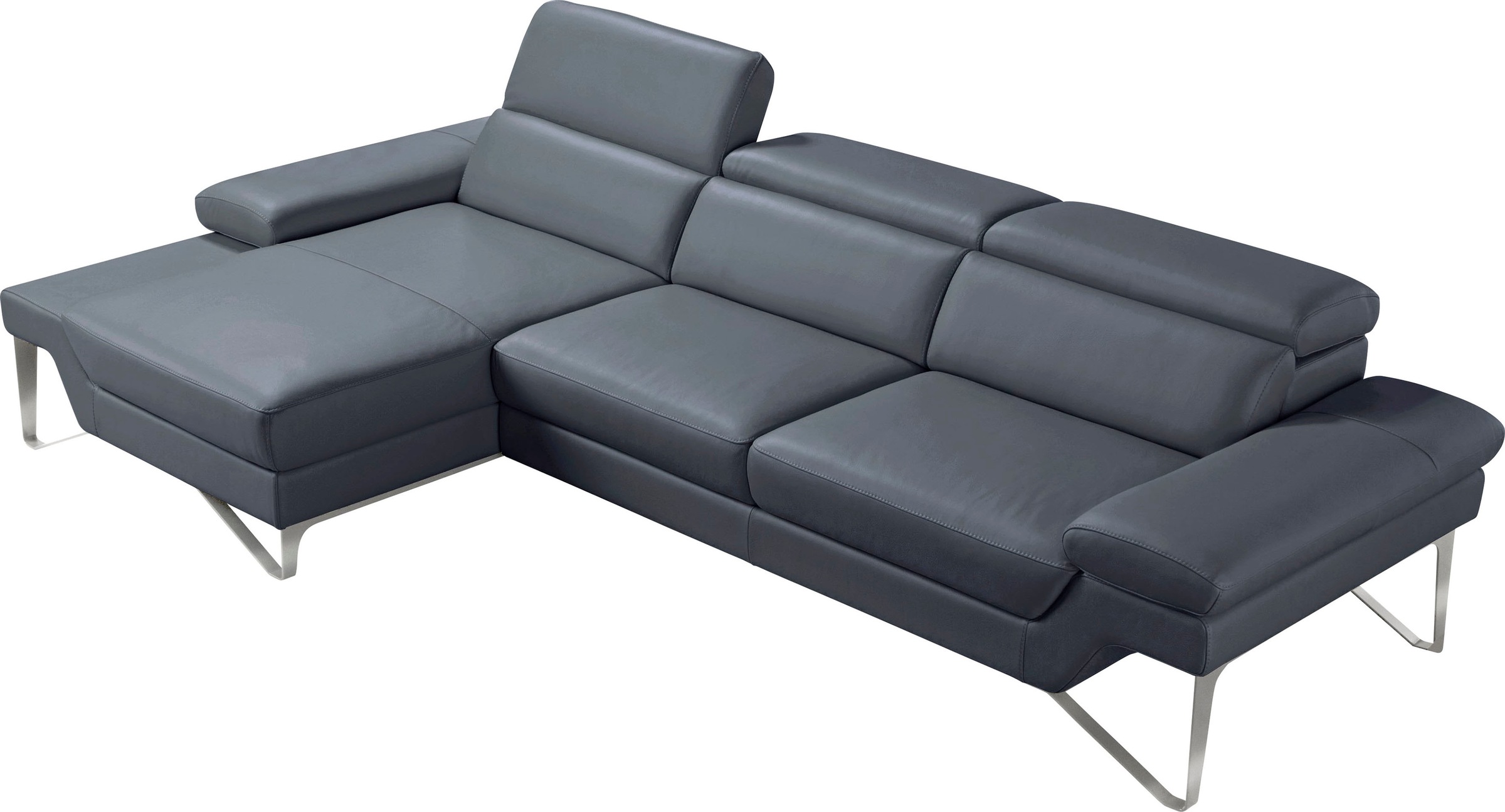 Egoitaliano Ecksofa »Princess, elegantes Designsofa mit erstklassigem Sitzkomfort, L-Form«, mit Recamiere, inkl. Kopfteilverstellung, edle Designmetallfüße