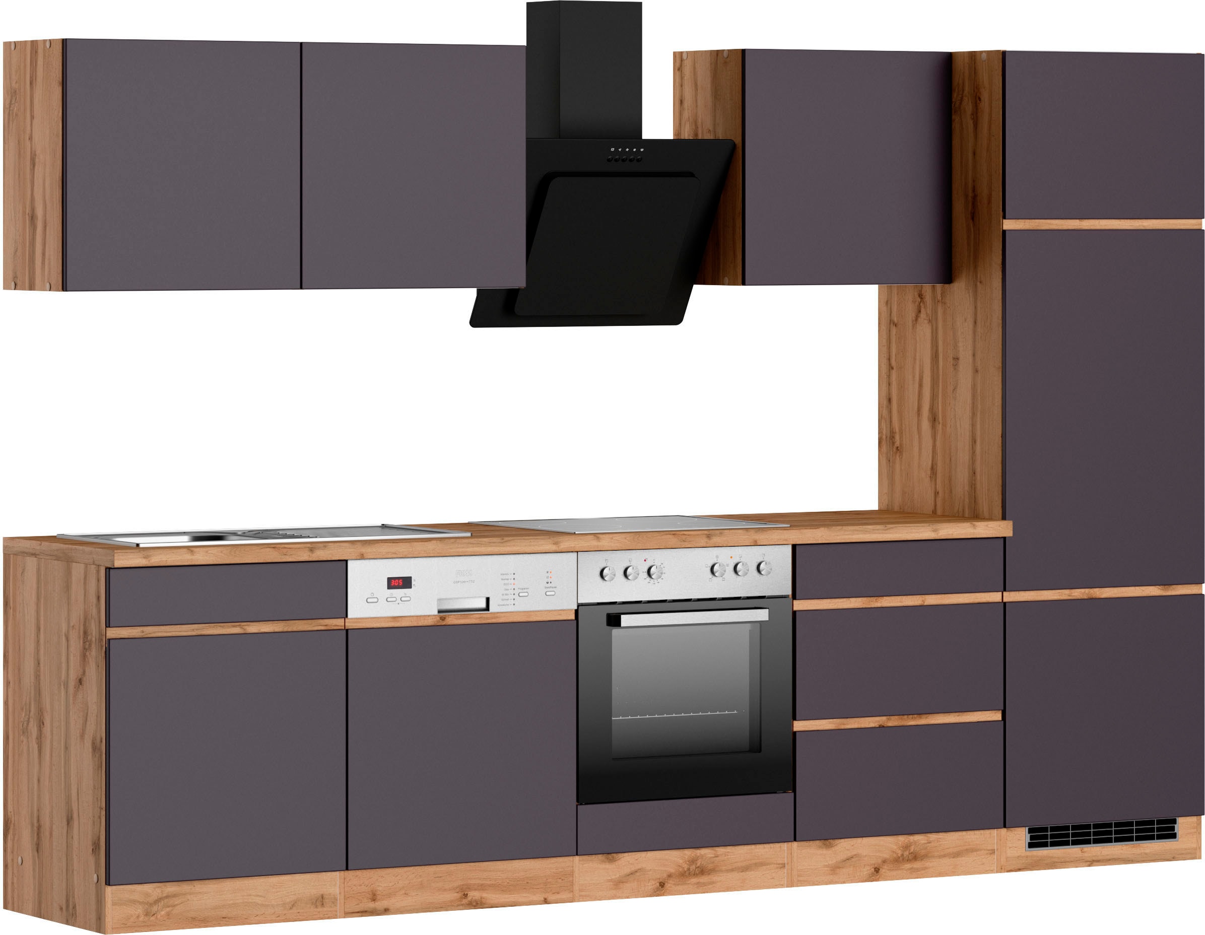 KOCHSTATION Küchenzeile »KS-Riesa« Stellbreite 300 cm, wahlweise mit oder ohne E-Geräte