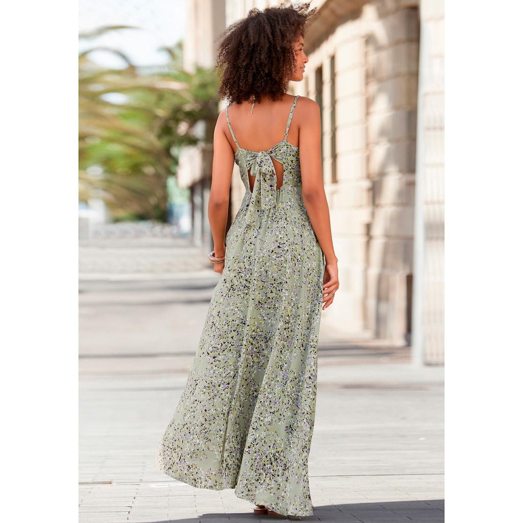 LASCANA Maxikleid, aus gewebter Viskose, Cut-Out am Rücken, Chiffon-Qualität, Sommerkleid