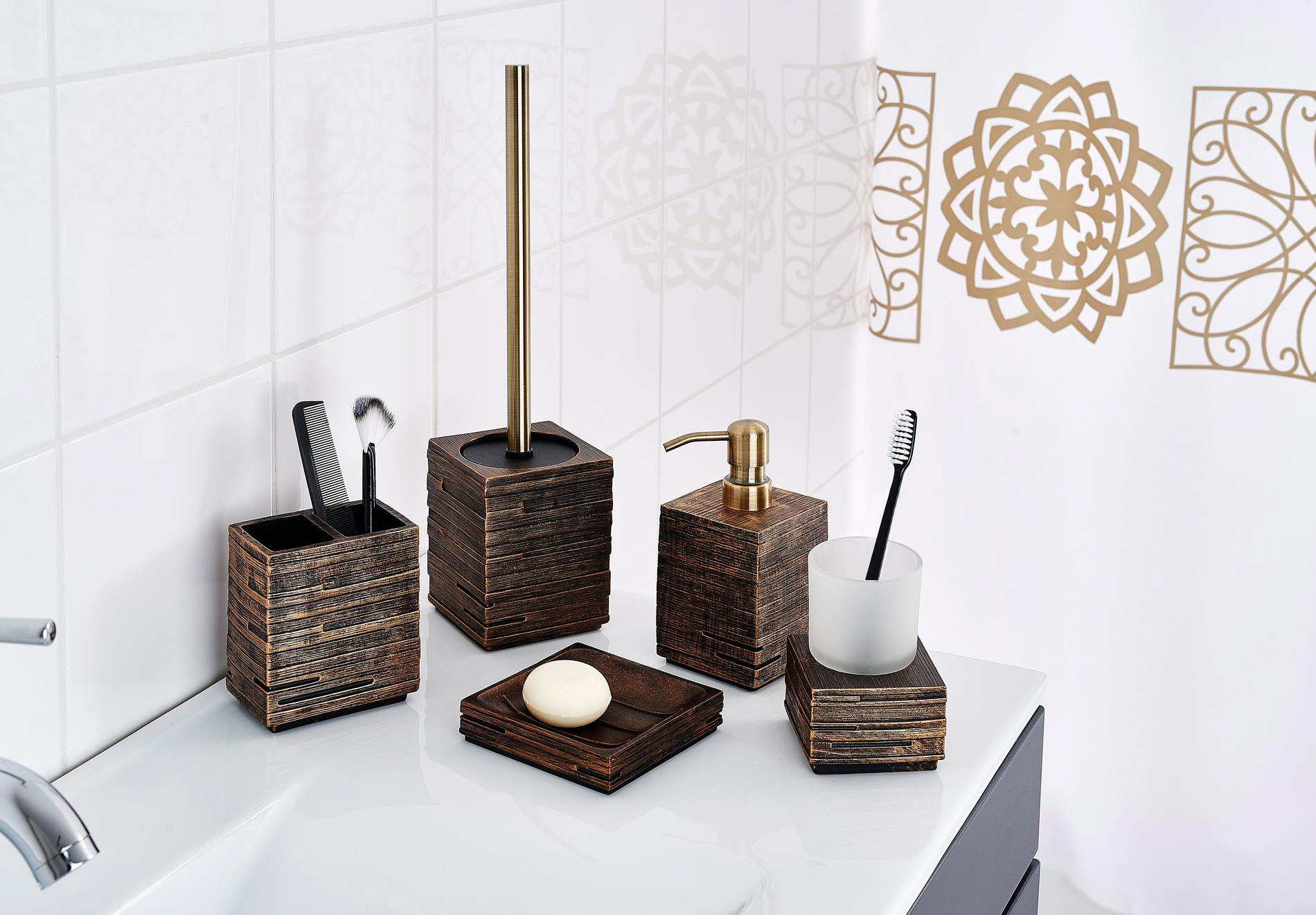 Ridder WC-Garnitur »Brick«, aus Polyresin (Kunststein)-Polypropylen-Edelstahl, rostfrei