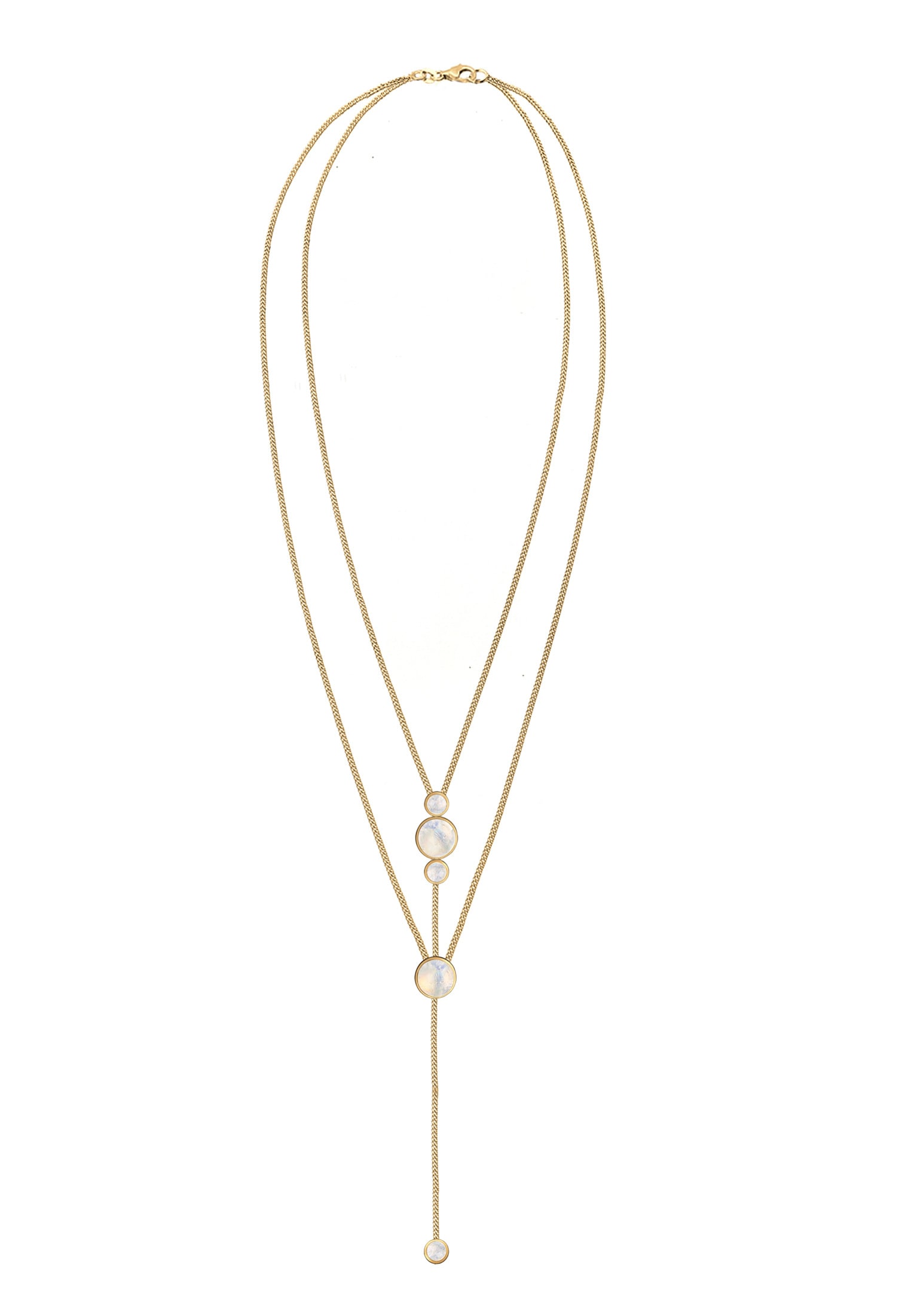 Elli Silberkette »Halskette Y-Kette Boho Layer Mondstein Weiß 925 Sterling Silber vergoldet«