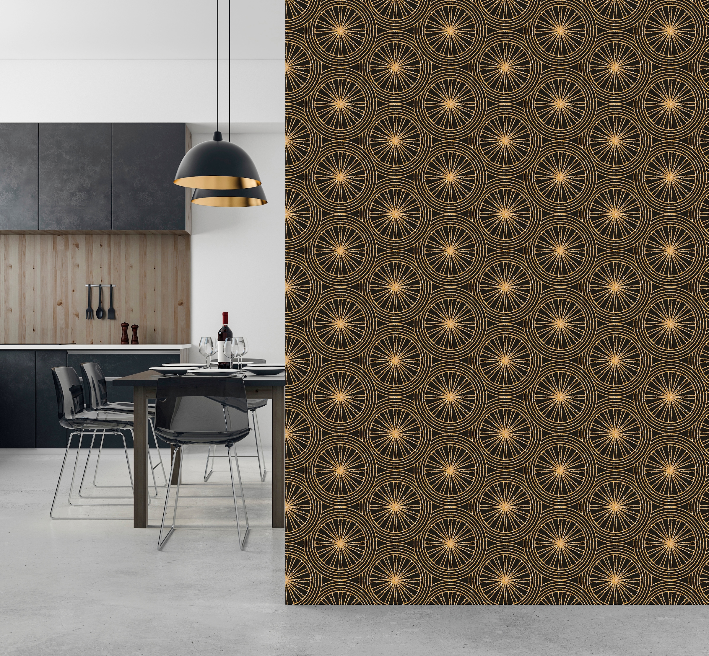 queence Vinyltapete »Pahul«, gemustert-Farbverlauf-bedruckt-abstrakt, 90x250cm, selbstklebend, kinderleichte Anbringung, Sticker