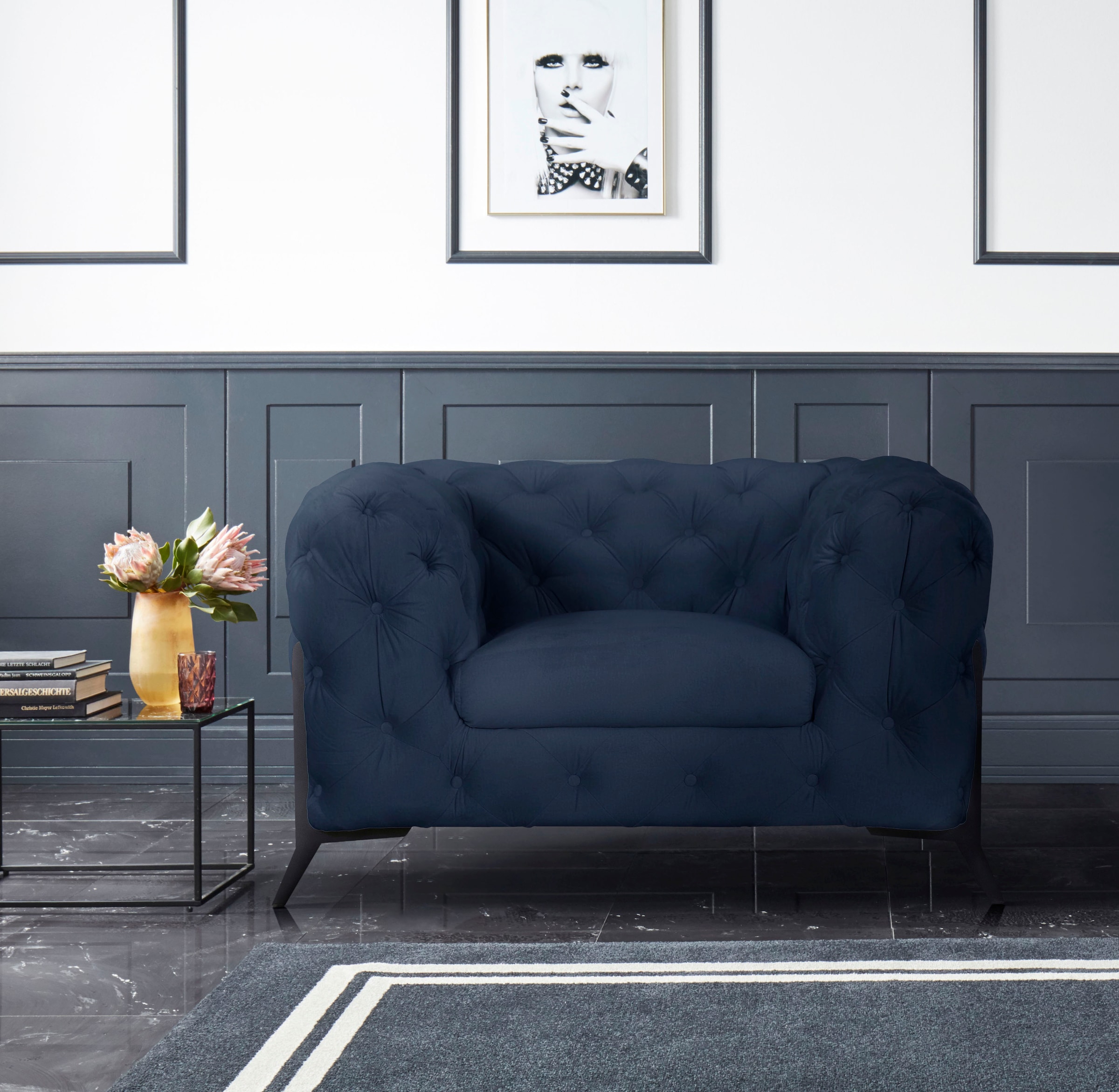 Home affaire Chesterfield-Sessel »Amaury Sessel« aufwändige Knopfheftung, moderne Chesterfield Optik, Fußfarbe wählbar