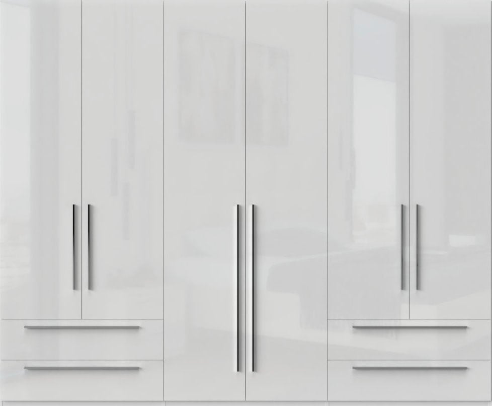 Places of Style Kleiderschrank »Piano, UV lackiert, hochglänzend in beige oder weiß, FSC-zertifiziert«, (mit 4 Schubladen), 272 oder 317cm breit, Höhe 224cm, mit Soft-Close Funktion