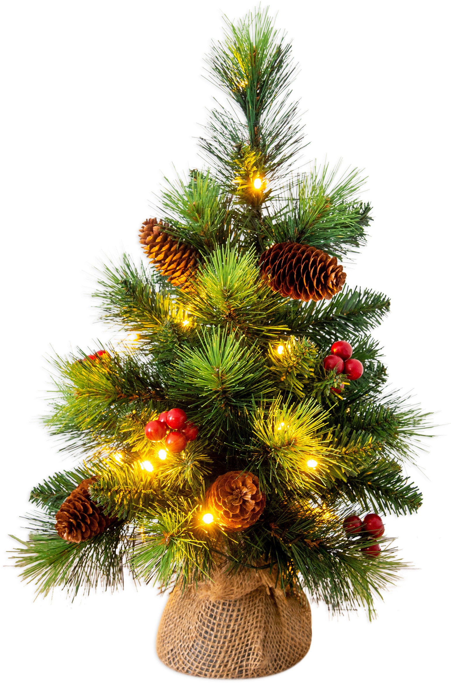 näve LED-Leuchtzweig »LED-Weihnachtsbaum mit Beeren und Tannenzapfen,  H.45cm, Weihnachtsdeko«, Timer günstig online kaufen