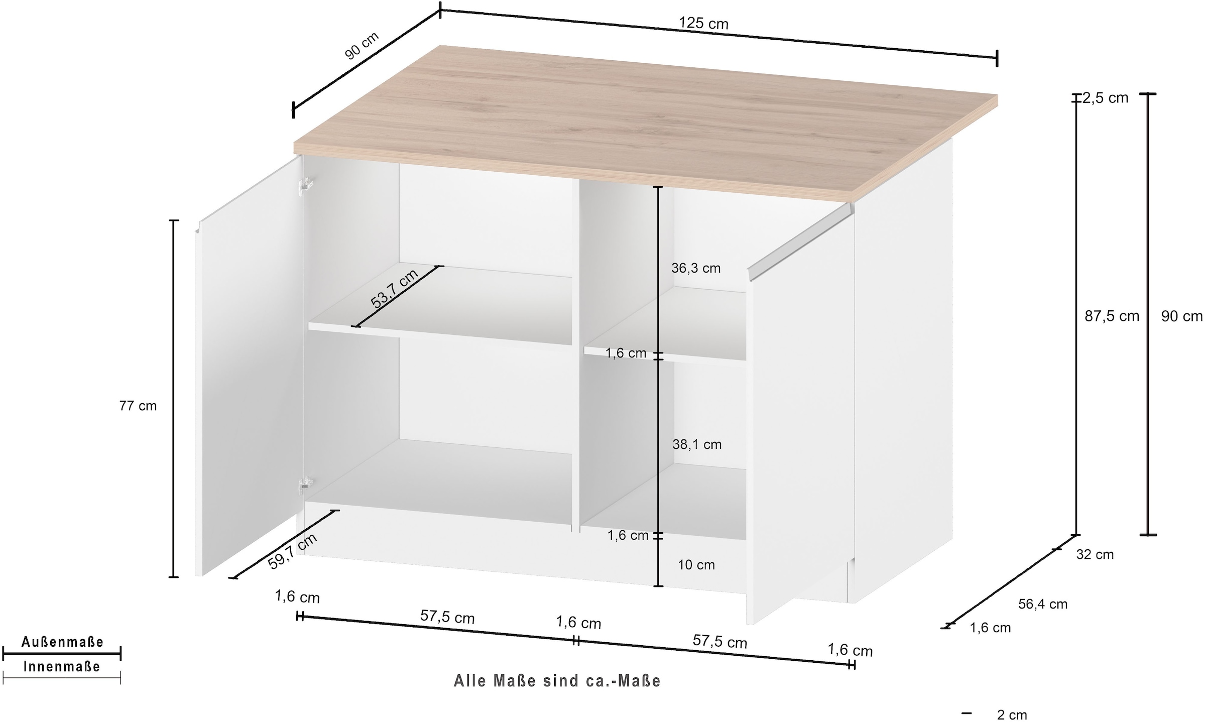 Kochstation Kücheninsel »KS-Sole«, Breite 125 cm, ohne E-Geräte