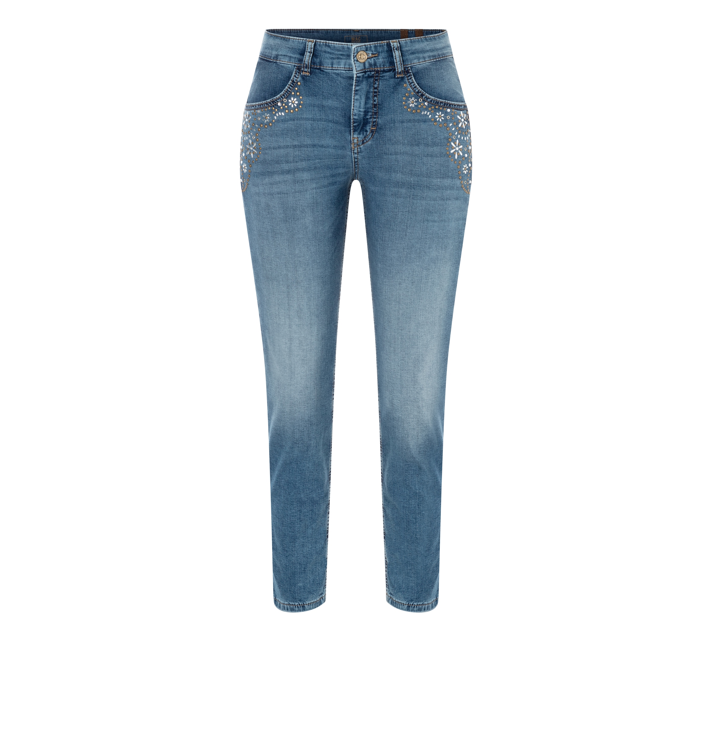 MAC Slim-fit-Jeans »RICH SLIM 7/8 flower« mit Schmucksteinen