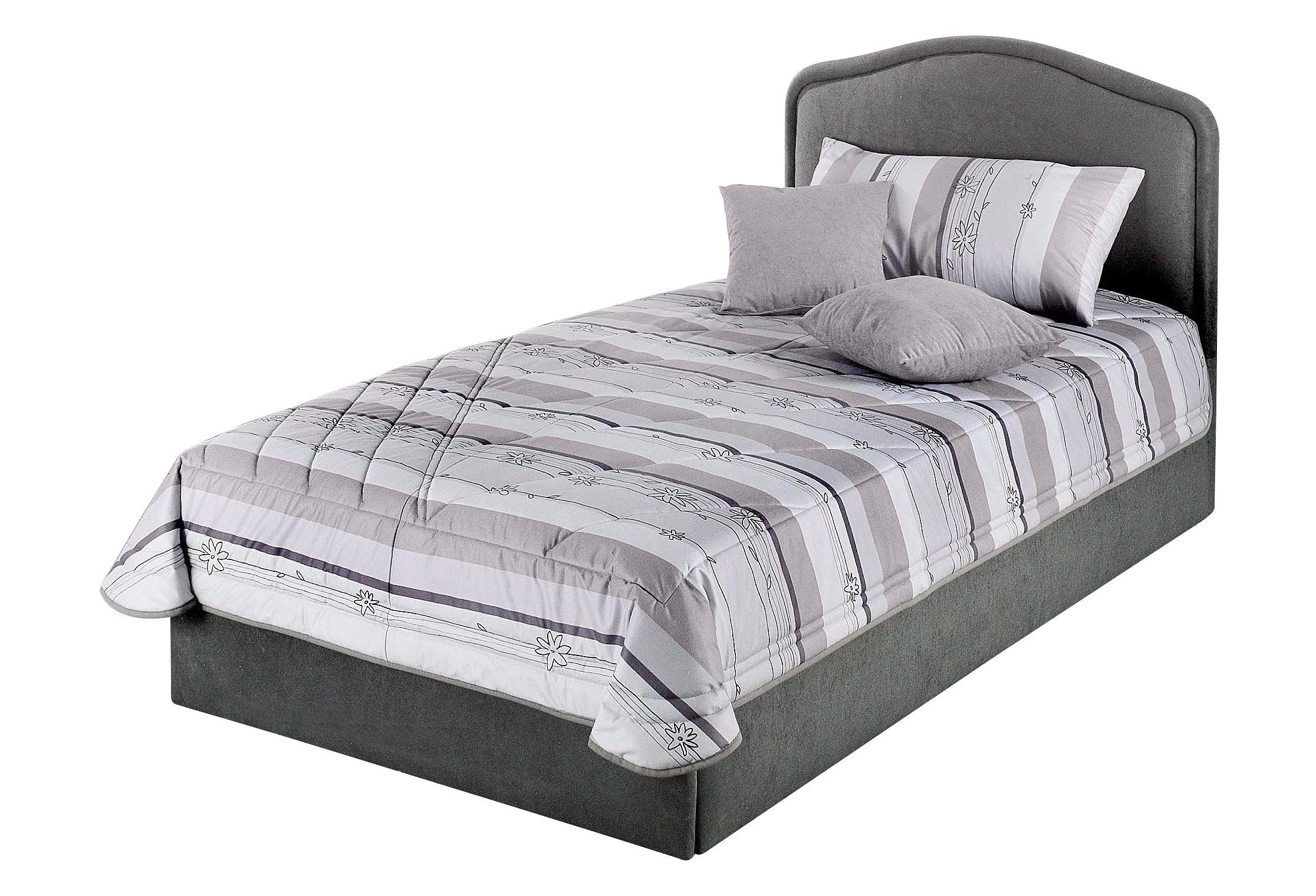 Westfalia Schlafkomfort, Polsterbett mit Bettkasten, grau, Bezug Bett: Microfaser (100% Polyester);Bonnell-Federkernmatratze: Baumwoll-Mischgewebe (51