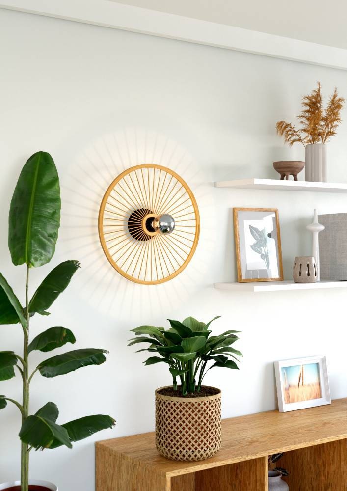 EGLO Deckenleuchte »LEOMINSTER« E27 1 Stk. Deckenleuchte, Wohnzimmerlampe, Metall in Schwarz und Bambus, Ø 45 cm