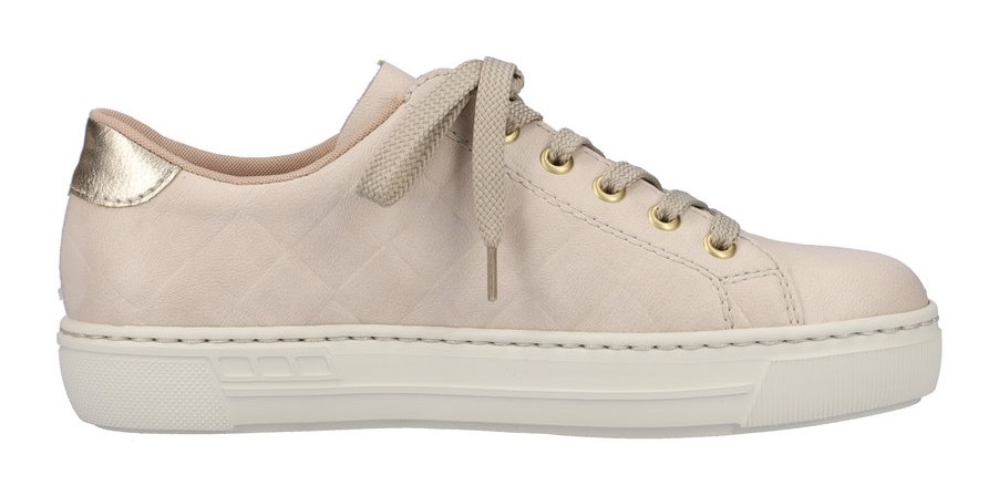 Rieker Plateausneaker, Metallic-Einsatz an der Ferse, Freizeitschuh, Halbschuh, Schnürschuh