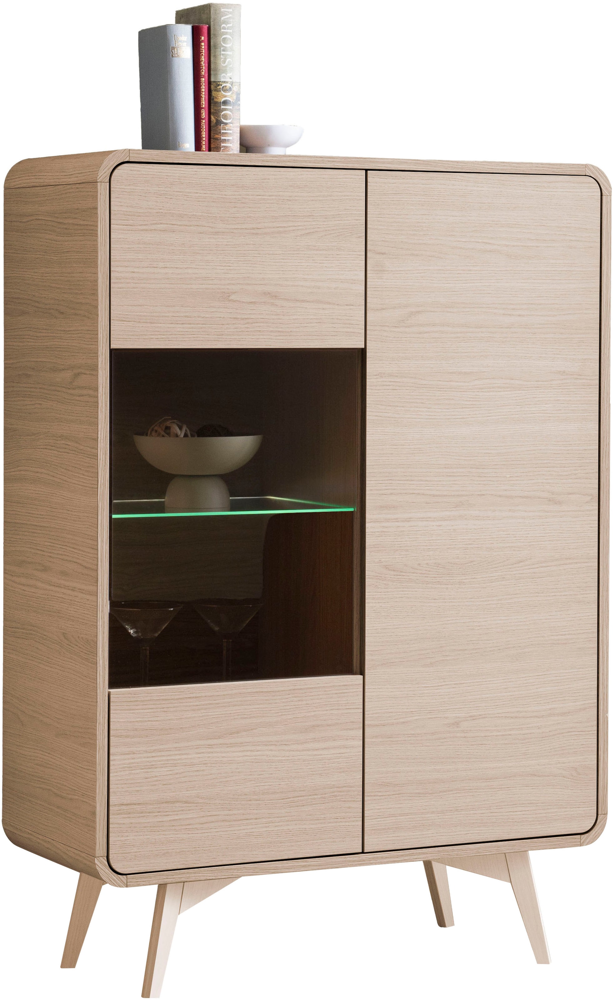 Home affaire Vitrine »Torsby, moderne Glasvitrine, Stauraumelement, Schrank« abgerundete Ecken, ausreichend Stauraum, vielseitig einsetzbar