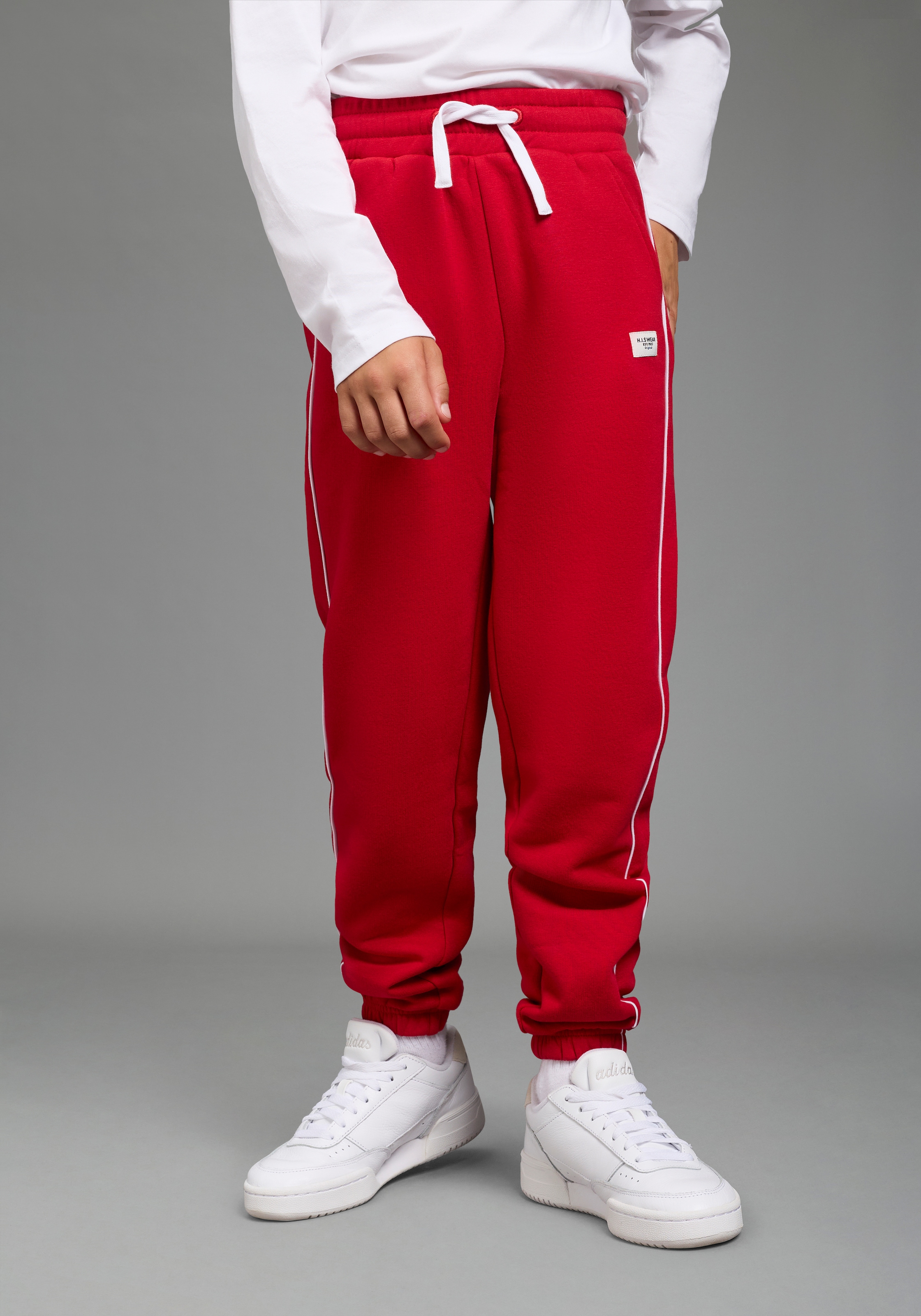 H.I.S Sweathose »2er Packung H.I.S Sweathosen mit Piping an der Seite«  2 Jogginghosen in gerader Passform, mit Gummizug am Beinabschluss