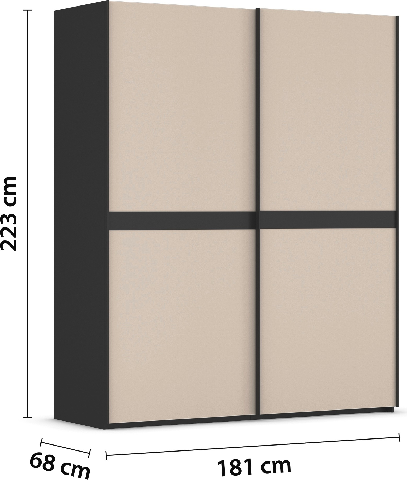 rauch Schwebetürenschrank »Kleiderschrank Schrank Garderobe Schlafzimmerschrank SCALE-LINE«, edle Optik mit Bauchbinde in Korpusfarbe mit Glasfront MADE IN GERMANY