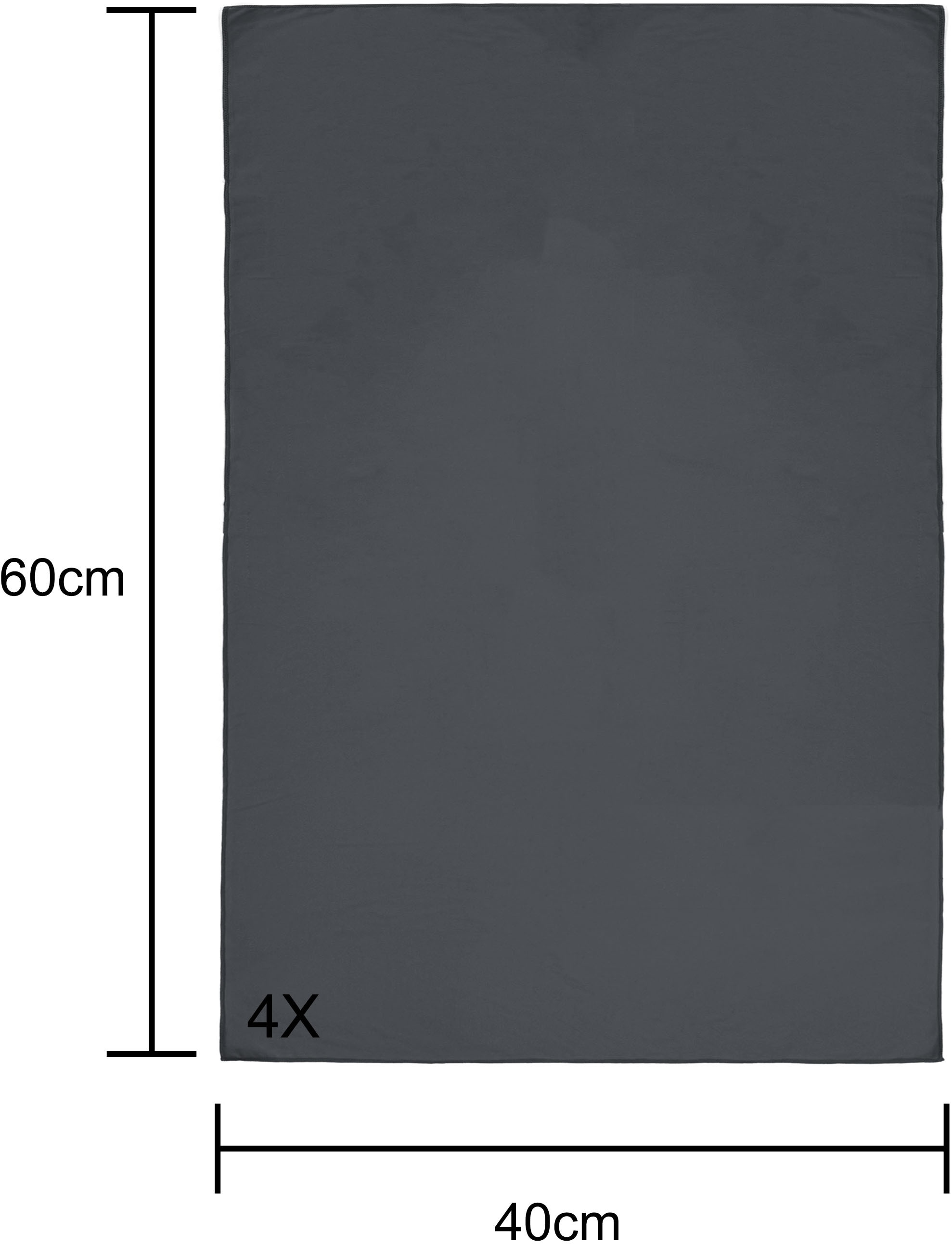 my home Reisehandtuch »Xavi, 4 x 40x60cm ideal als Sporthandtuch, Reisehandtuch«, (Set, 4 St.), als Serie und Set, sehr leicht, kompakt, schnelltrocknend, Mikrofaser