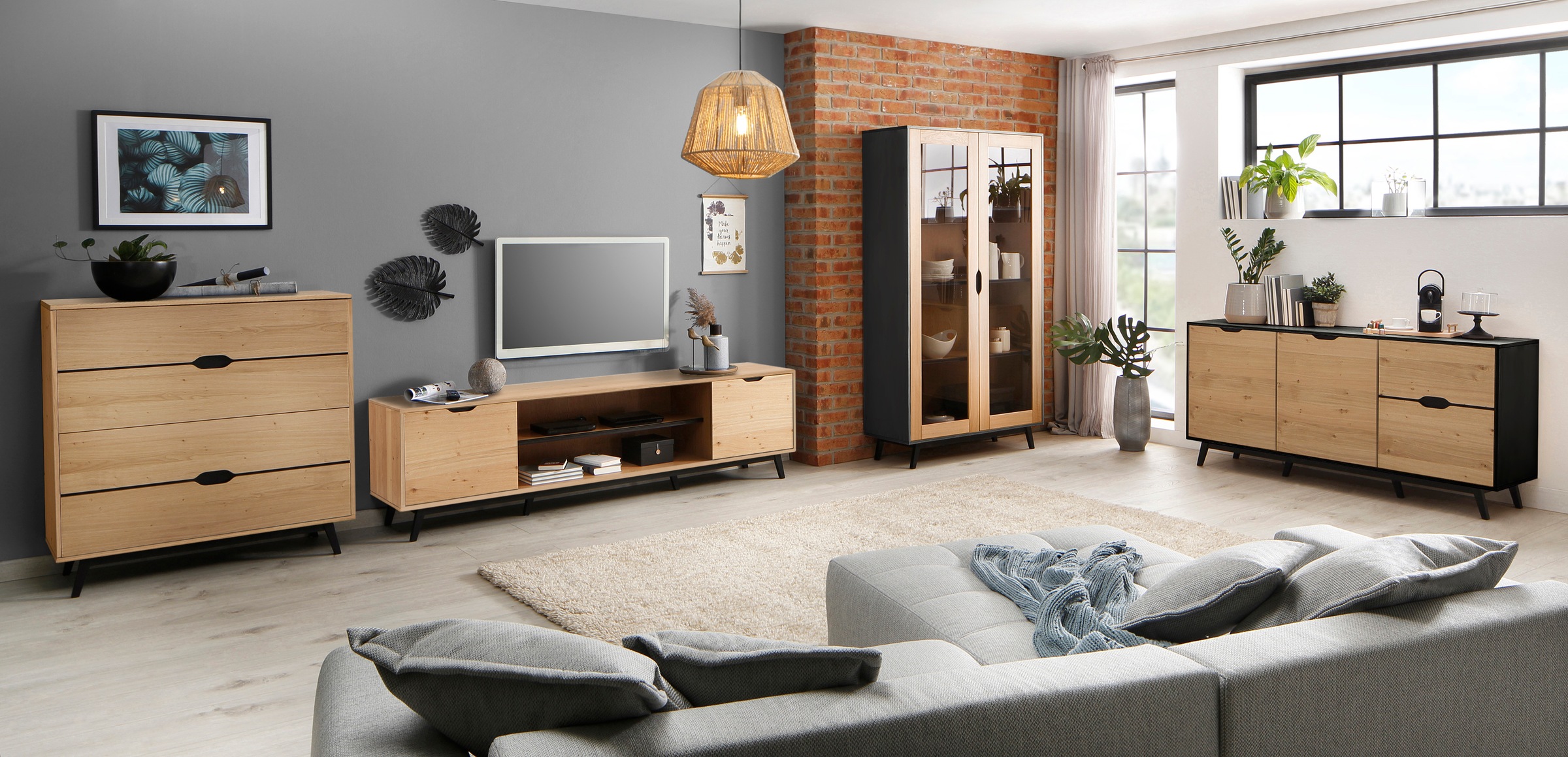 Home affaire Sideboard »Flow«, Kommode mit vielen Stauraummöglichkeiten und Holzoptik, Höhe 82 cm