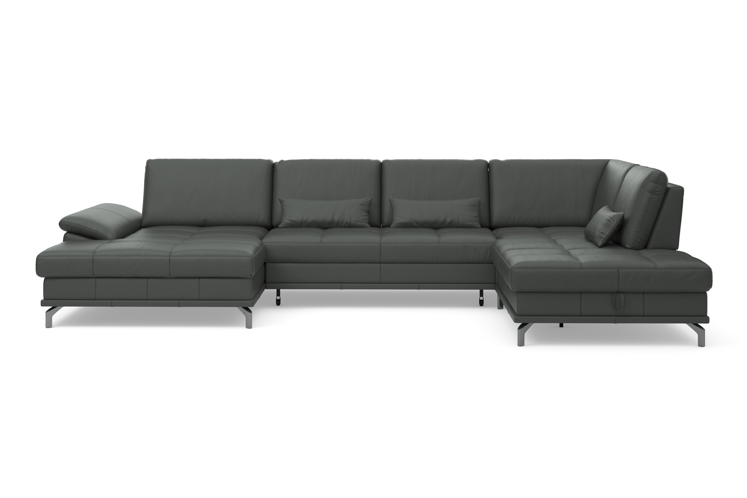 Places of Style Wohnlandschaft »Costello U-Form, mit Sitztiefenverstellung, Armteilverstellung und«, 3 Nierenkissen, optional Bettfunktion und Bettkasten