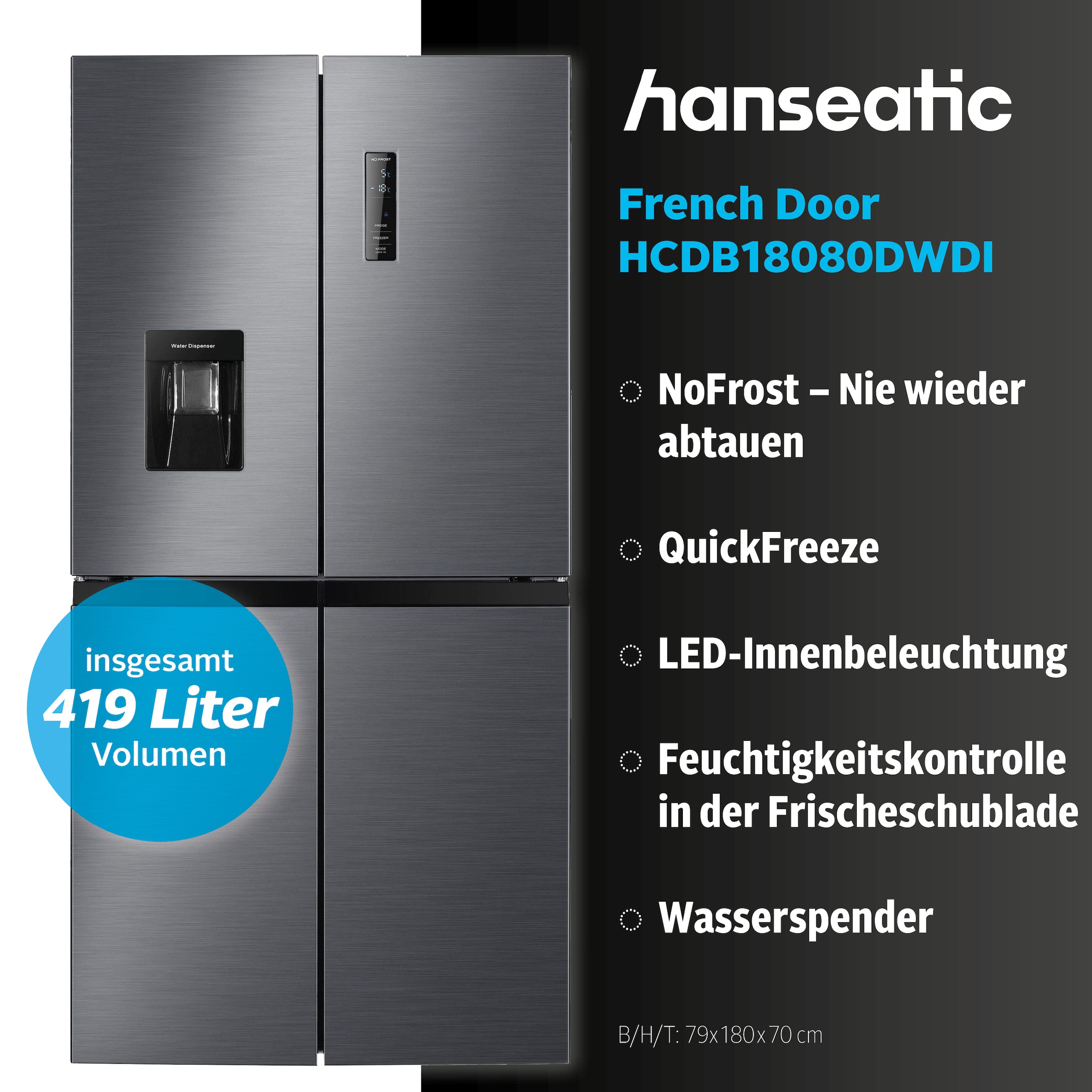 Hanseatic Multi Door »HCDB18080DWDI« 180 cm hoch 79 cm breit inkl. 3 Jahre Herstellergarantie