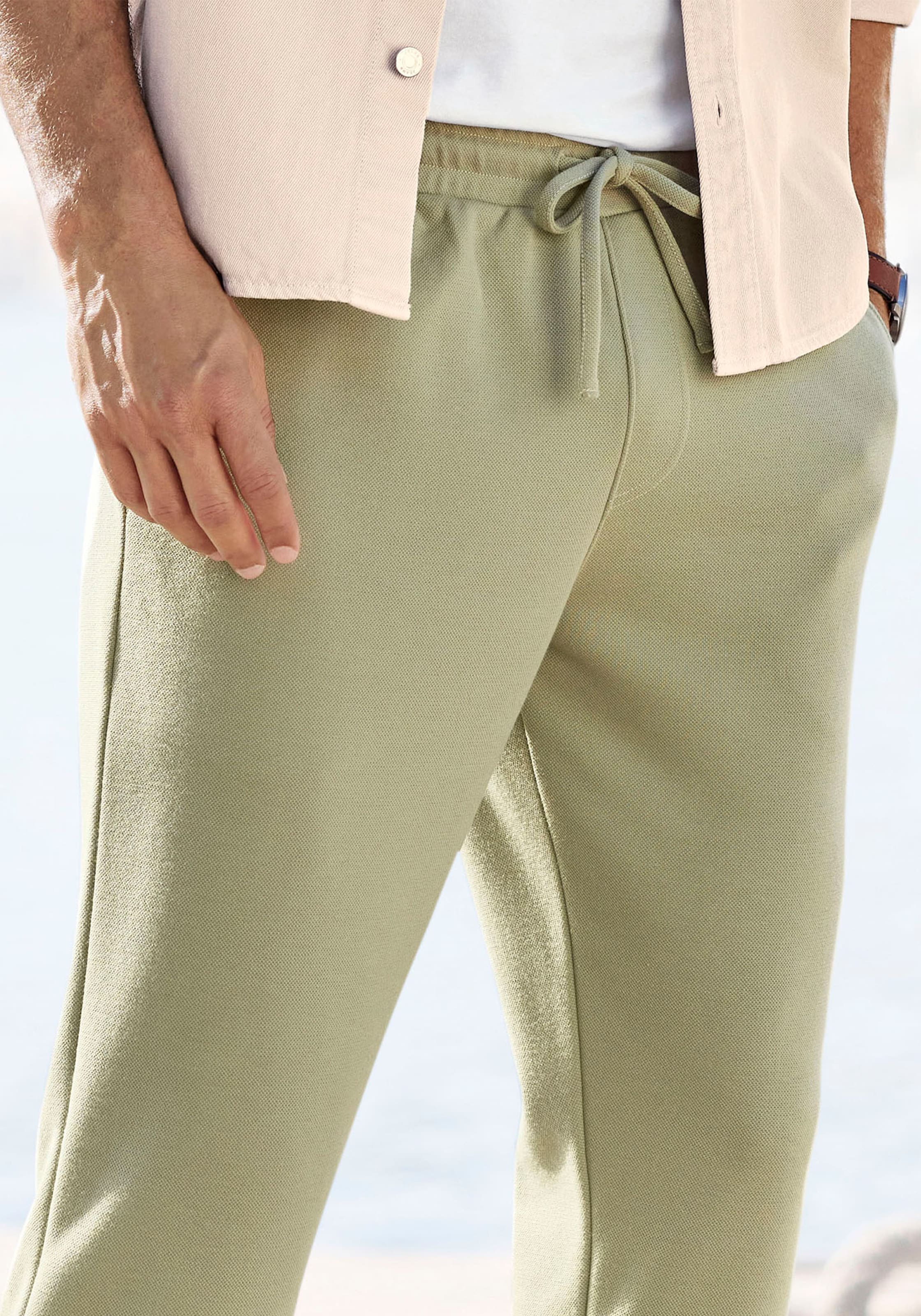 John Devin Jogger Pants »Jogg Pants«, Umschlag am Beinabschluss, aus elastischer Piqué-Qualität