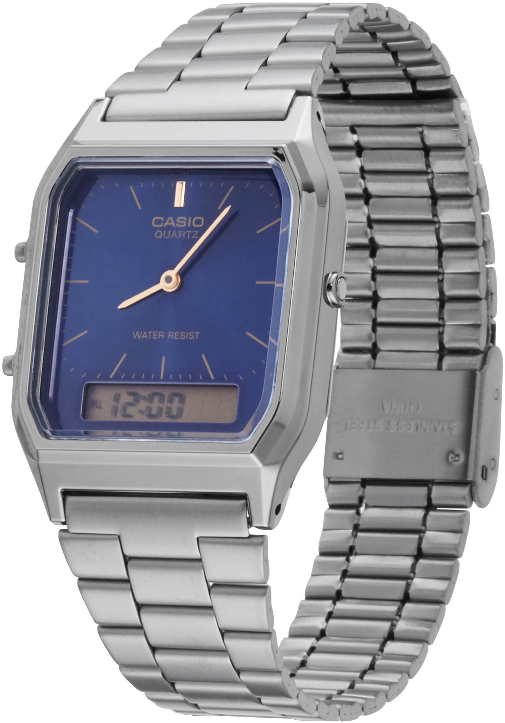 CASIO VINTAGE Chronograph, Quarzuhr, Armbanduhr, Damenuhr, Herrenuhr, Edelstahlband,Digitaluhr