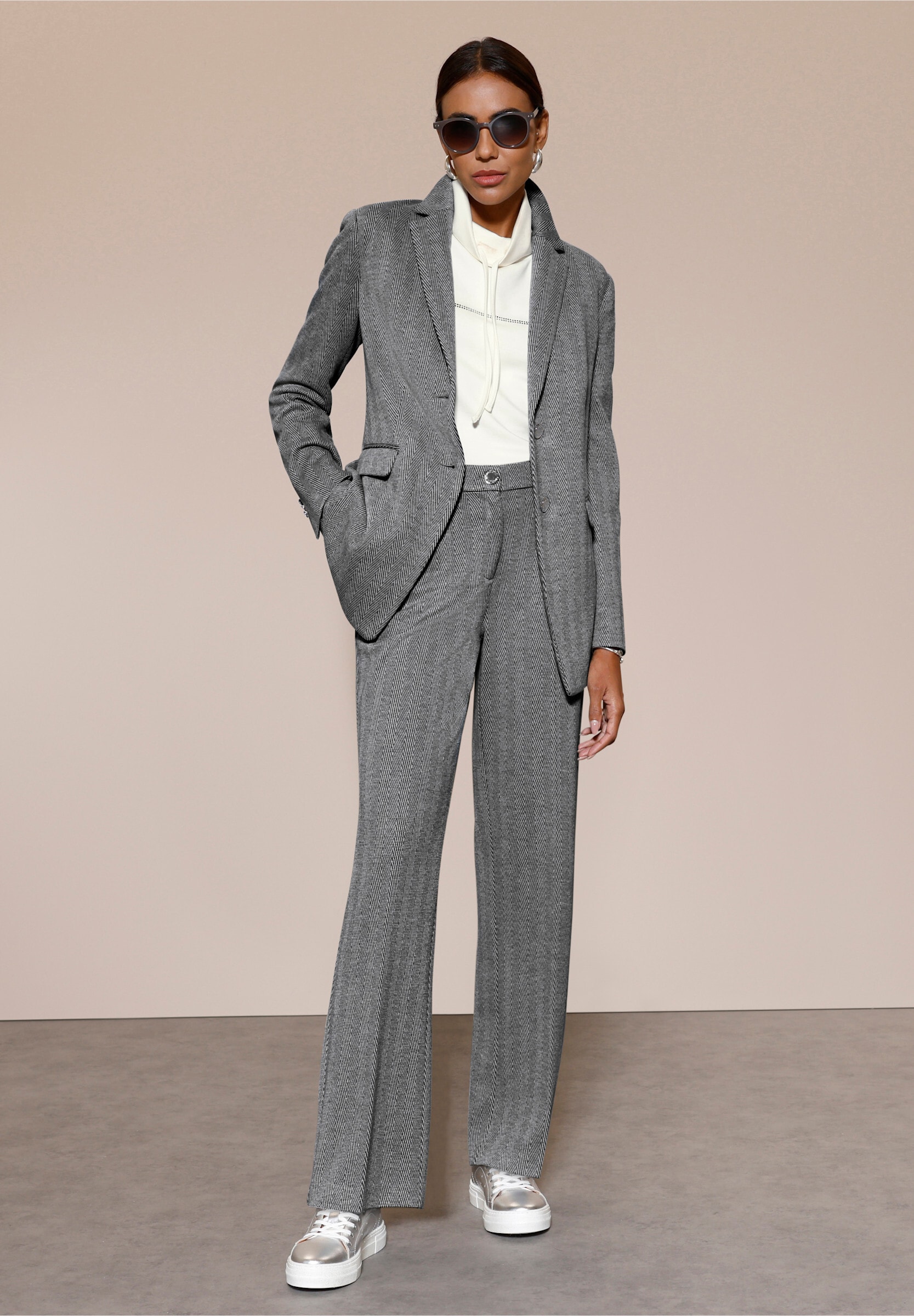 creation L Blusenblazer »Modal-Mix-Blazer Jerseyblazer im Fischgrat-Dessin«