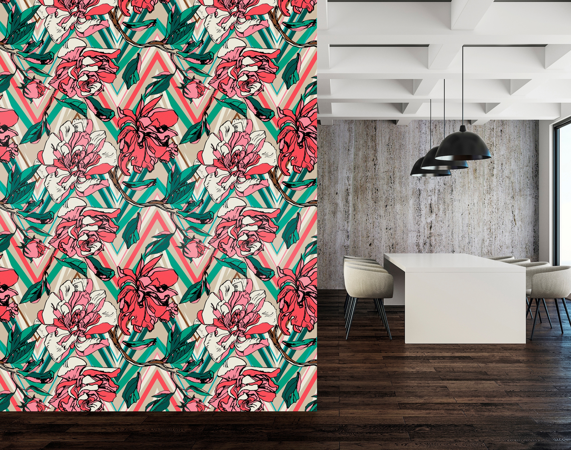 queence Vinyltapete »Livia«, bedruckt-Motiv-botanisch-floral-gemustert-natürlich, 90x250cm, selbstklebend, kinderleichte Anbringung, Sticker