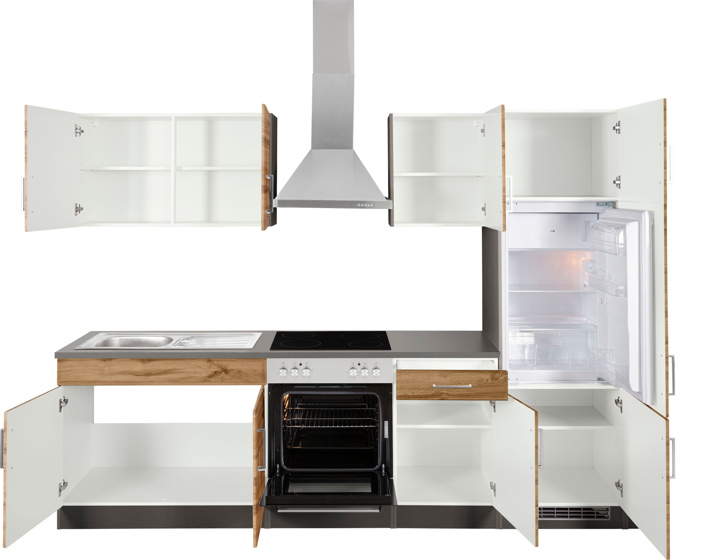 MÖBEL bestellen MDF cm, 270 Küchenzeile im HELD mit bequem hochwertigen Landhaus-Stil »Stockholm«, Breite Fronten
