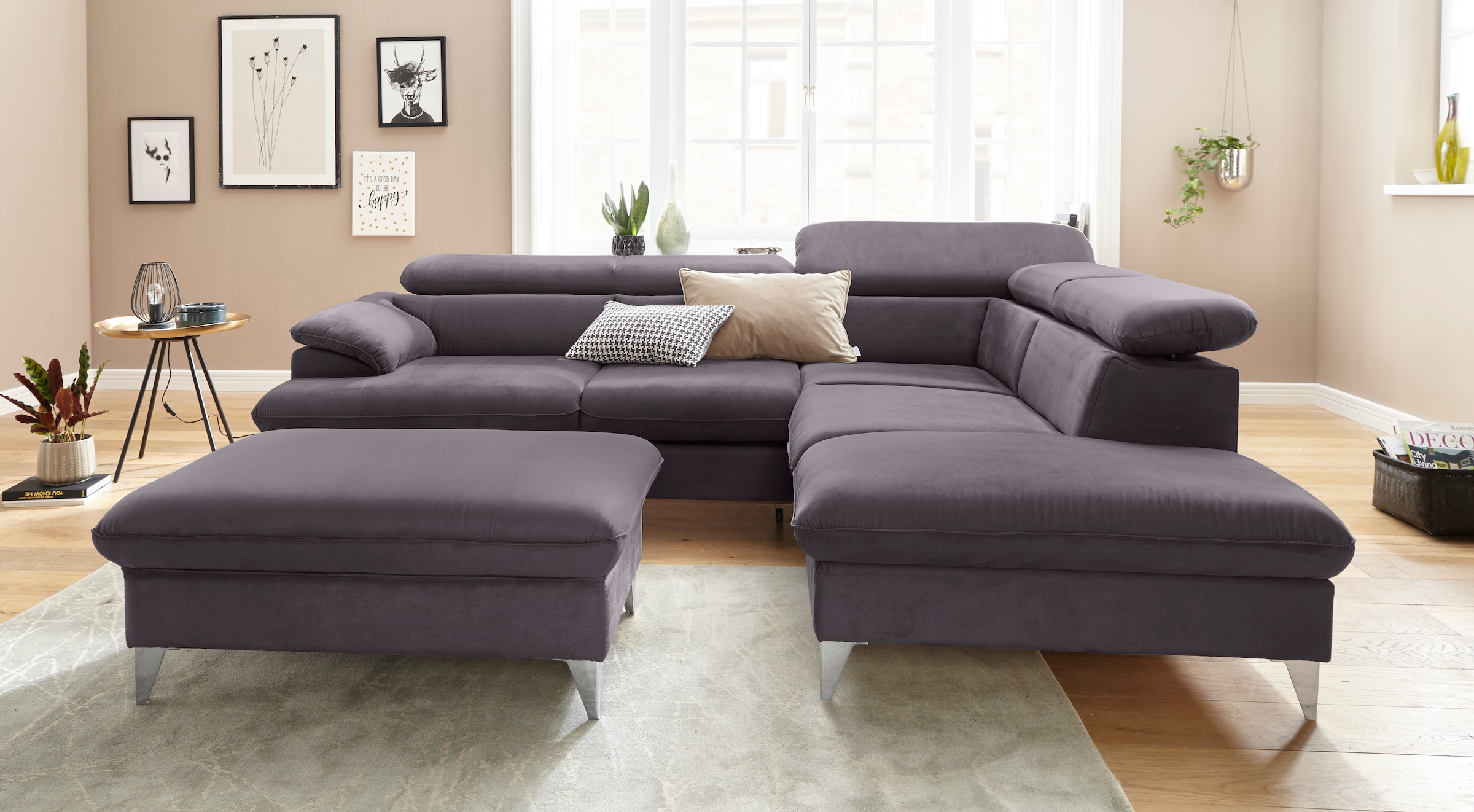 COTTA Ecksofa »Caluso L-Form«, inklusive Kopfteilverstellung, wahlweise mit Bettfunktion