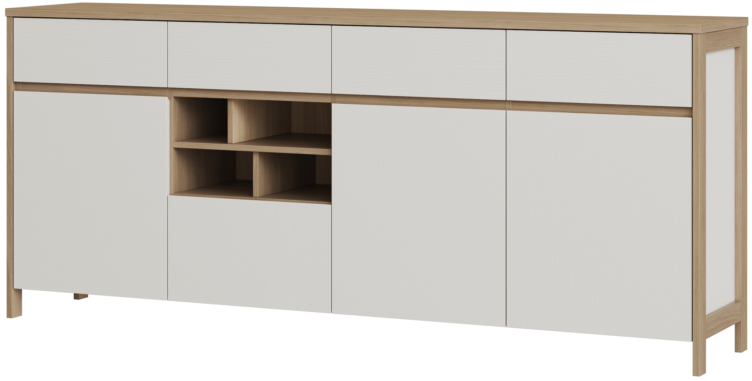 Home affaire Sideboard »Stranda, moderner Schrank, Kommode im Scandi-Style, 198 cm breit« elegante Rahmenoptik, ausreichend Stauraum, vielseitig einsetzbar