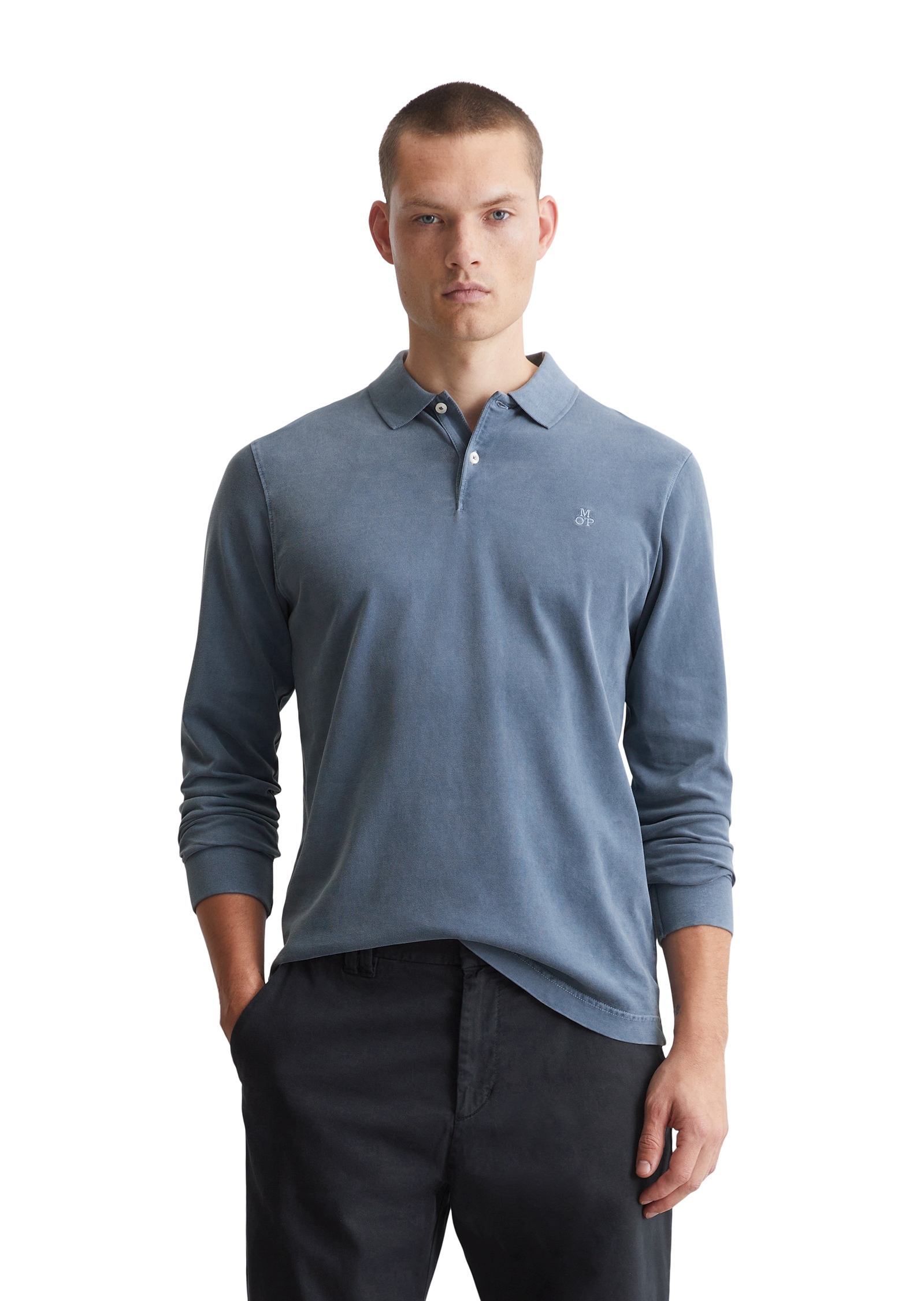 Marc O'Polo Langarm-Poloshirt, im Washed-Look