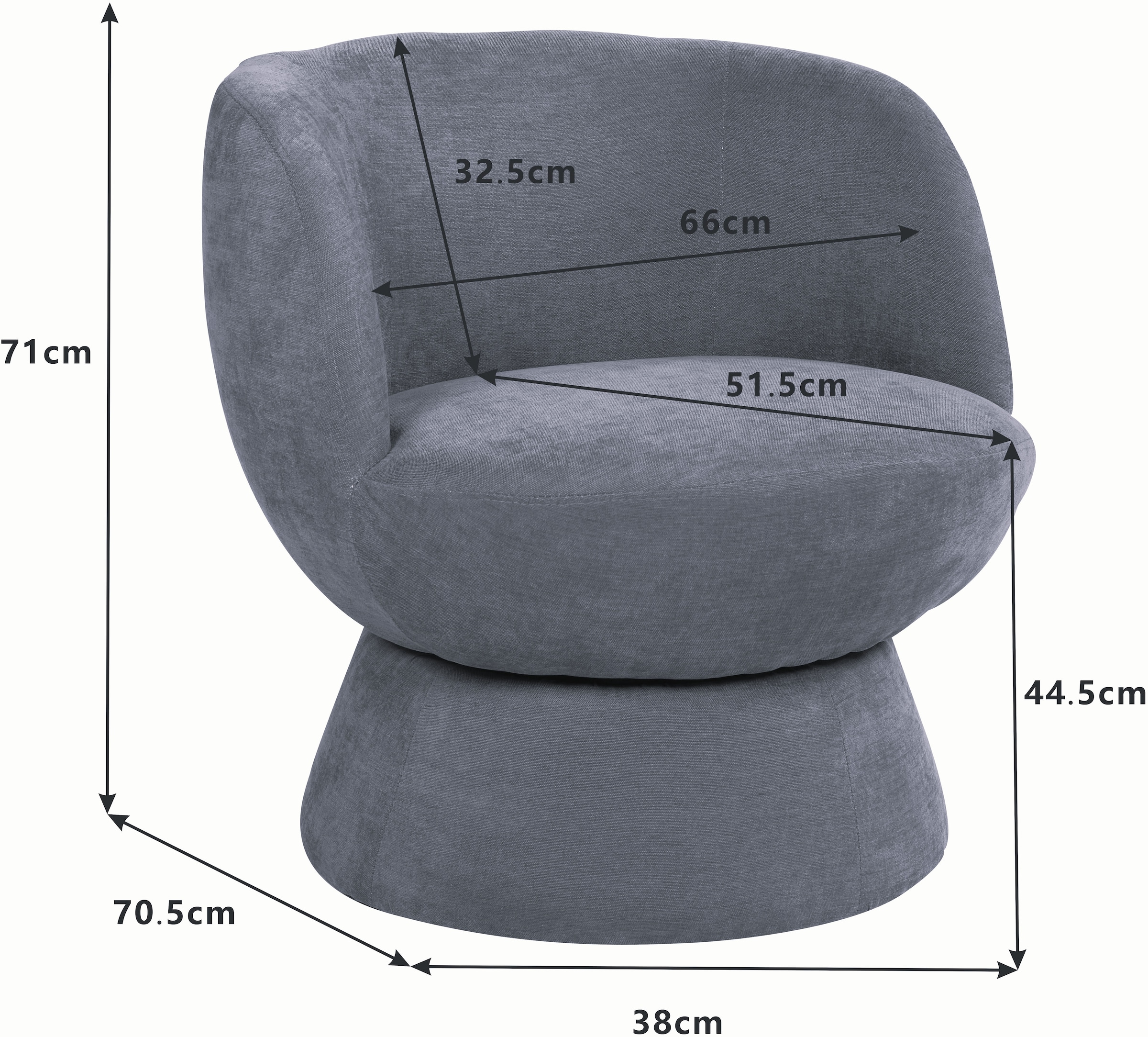 OTTO home Drehsessel »ZAZZA Lese-Sessel, TV-Sessel, Loungesessel« 360° drehbar, feiner Struktur-Bezug