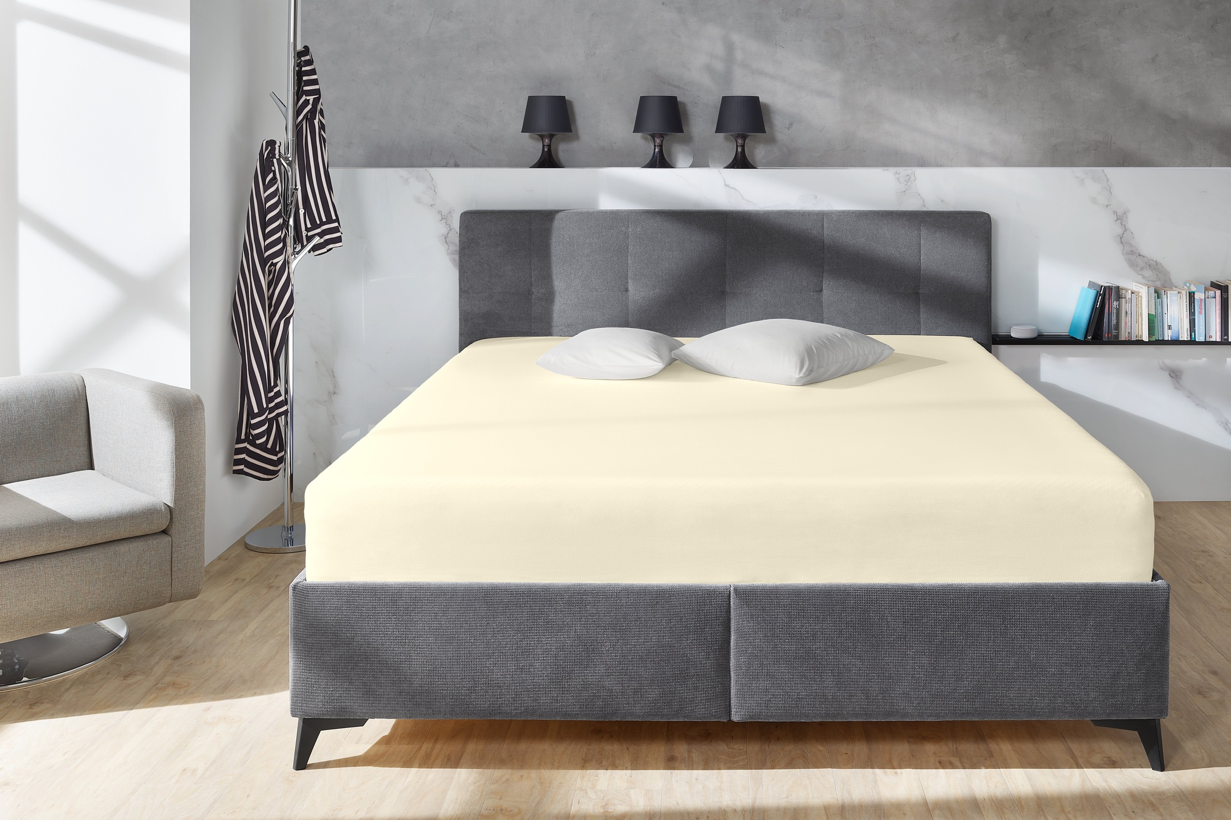 Primera Spannbettlaken »Elasthan-Feinjersey« PREMIUM, aus 95% gekämmter Baumwolle und 5% Elasthan, bis 28 cm Höhe