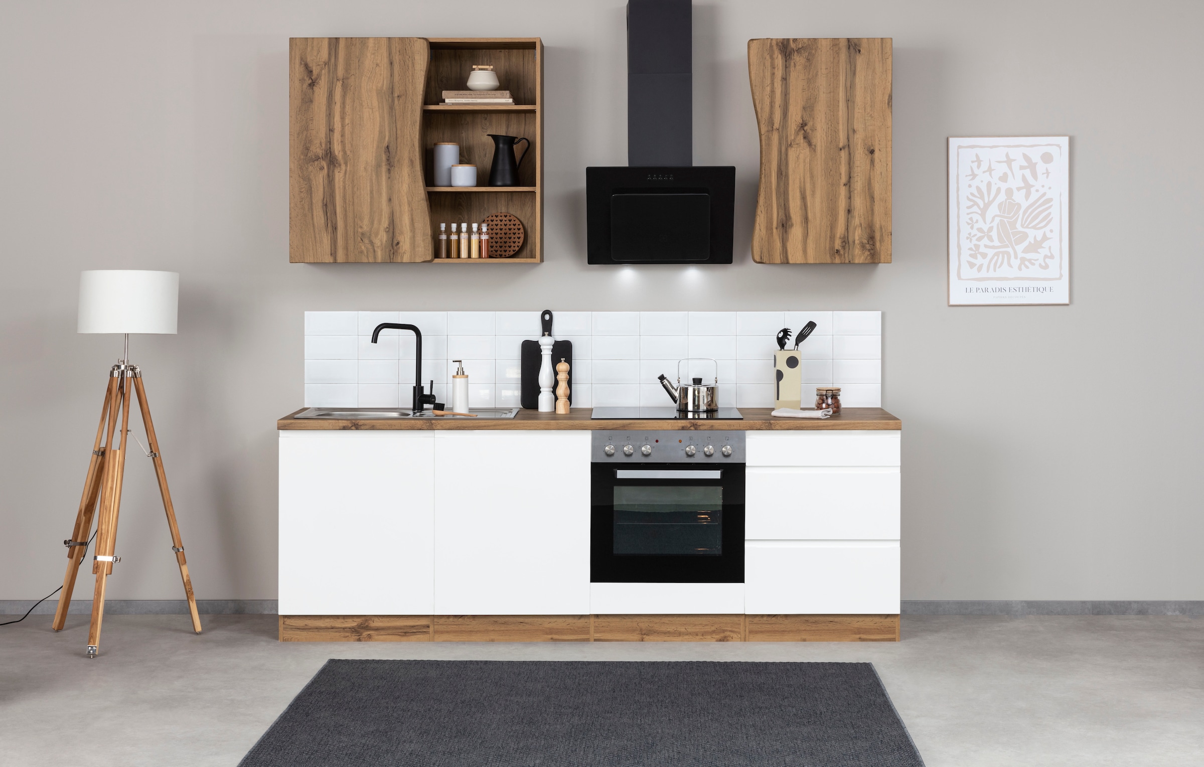 HELD MÖBEL Küche »Bruneck«, 240cm breit, wahlweise mit oder ohne E-Geräte,  hochwertige MDF-Fronten auf Raten bestellen